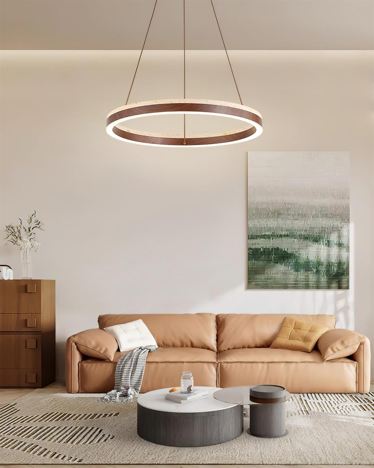 Loren Kronleuchter Travertine Geometrie-Ring