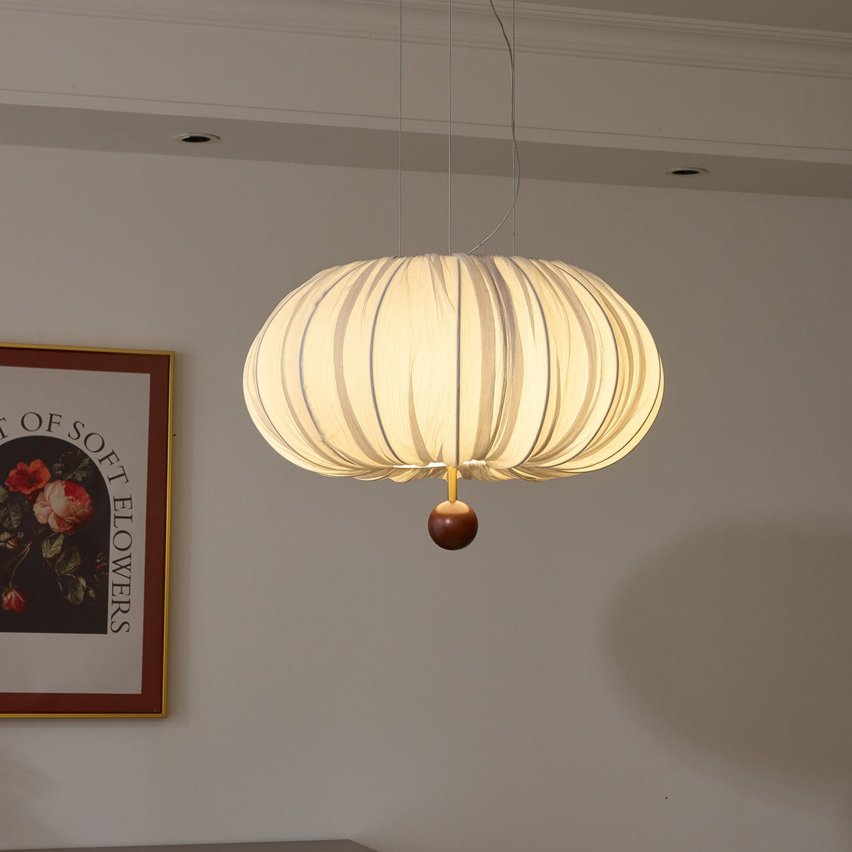 Vasilen Premium nordische Kunst-Ballon-Holz-Stoff-Deckenleuchte