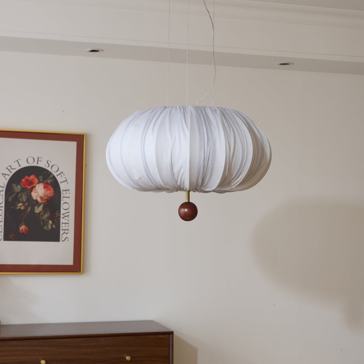 Vasilen Premium nordische Kunst-Ballon-Holz-Stoff-Deckenleuchte