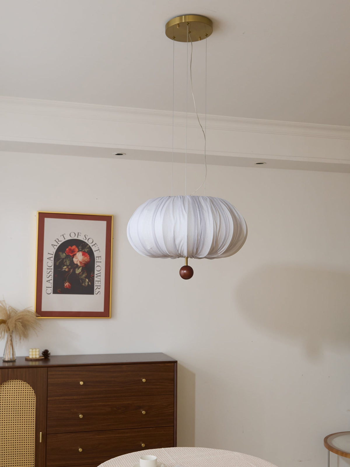 Vasilen Premium nordische Kunst-Ballon-Holz-Stoff-Deckenleuchte