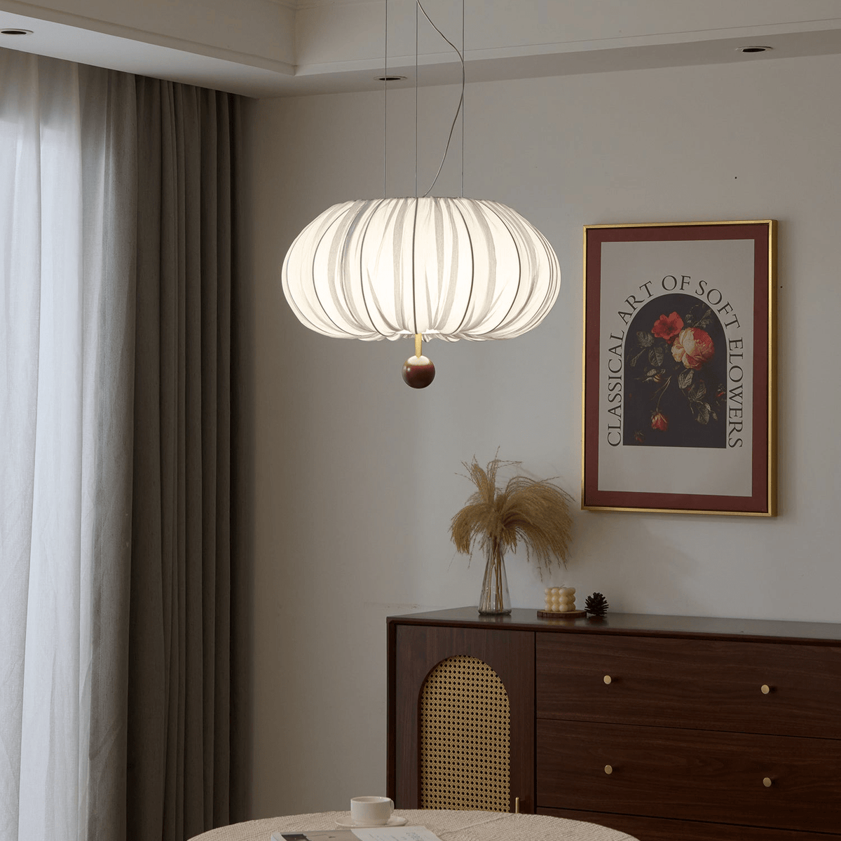 Vasilen Premium nordische Kunst-Ballon-Holz-Stoff-Deckenleuchte