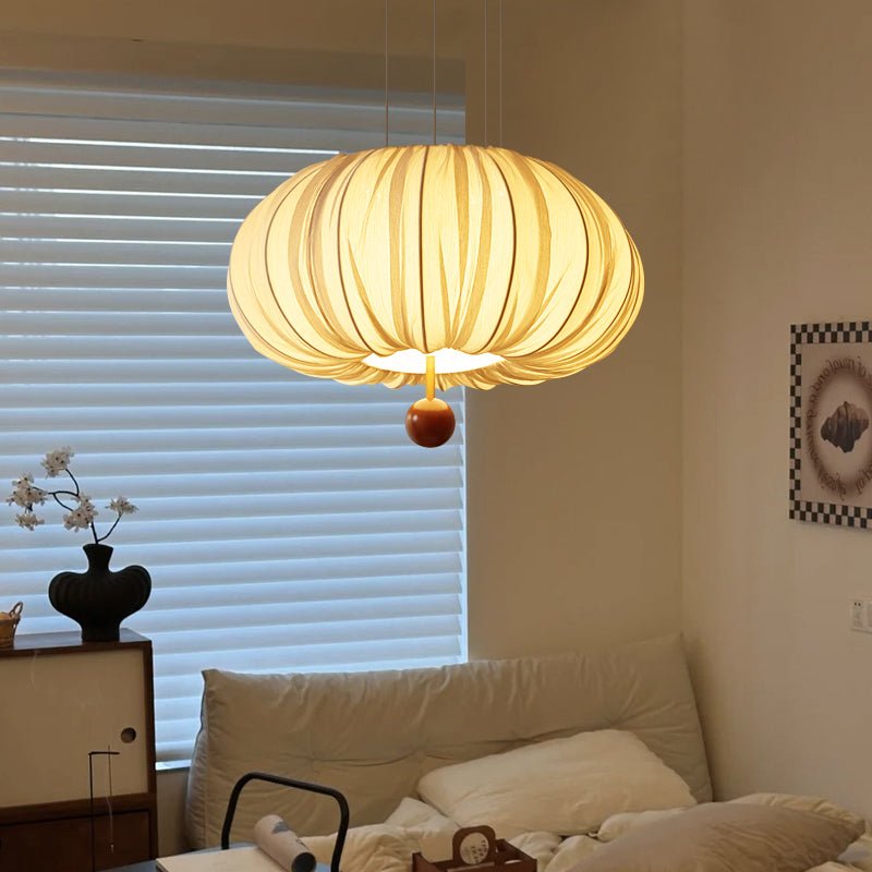Vasilen Premium nordische Kunst-Ballon-Holz-Stoff-Deckenleuchte