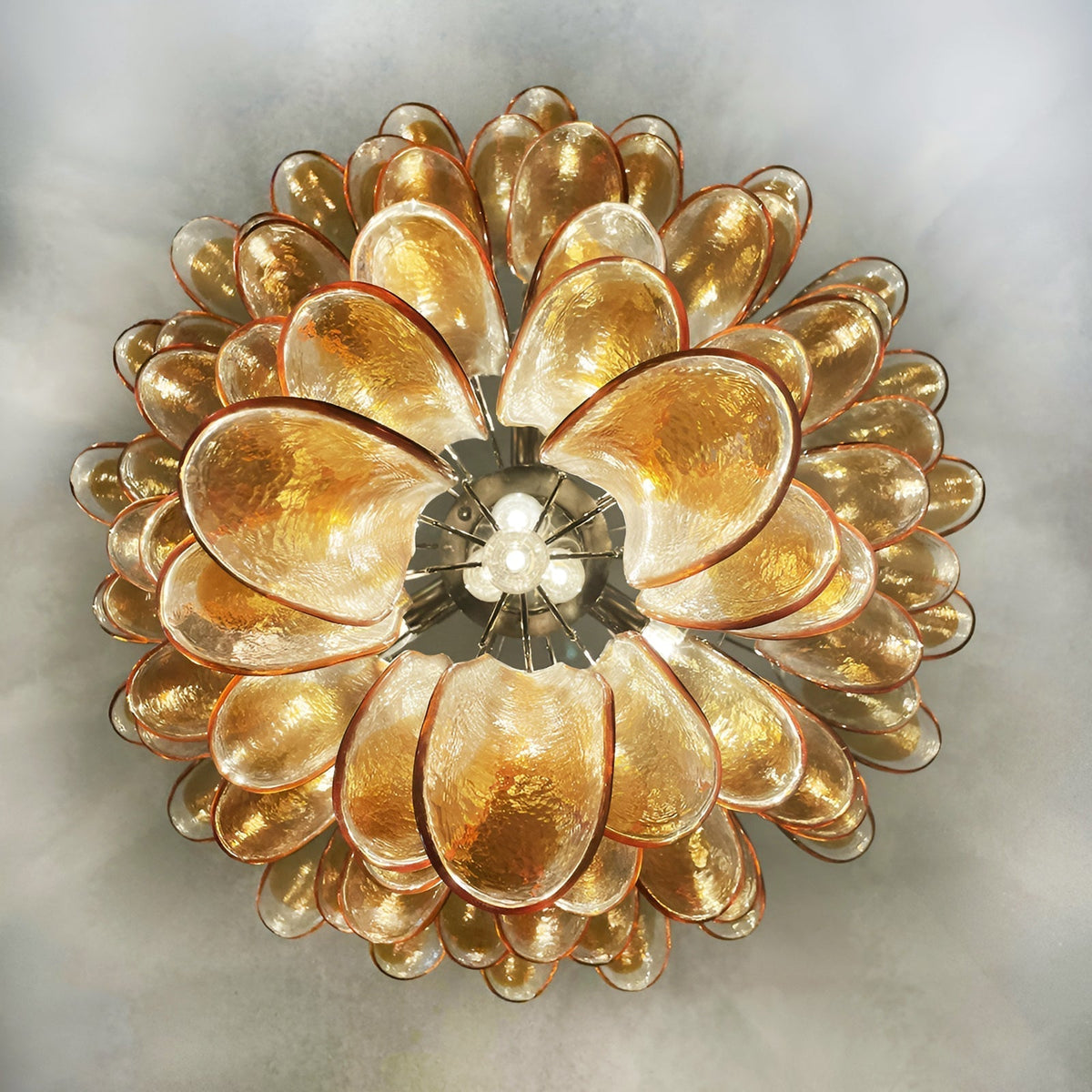 Liorenaine Kronleuchter Kronleuchte aus bernsteinfarbenem Glas in Petalenform mit mehreren Schichten luxuriös