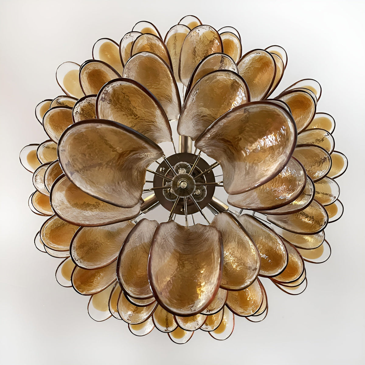Liorenaine Kronleuchter Kronleuchte aus bernsteinfarbenem Glas in Petalenform mit mehreren Schichten luxuriös