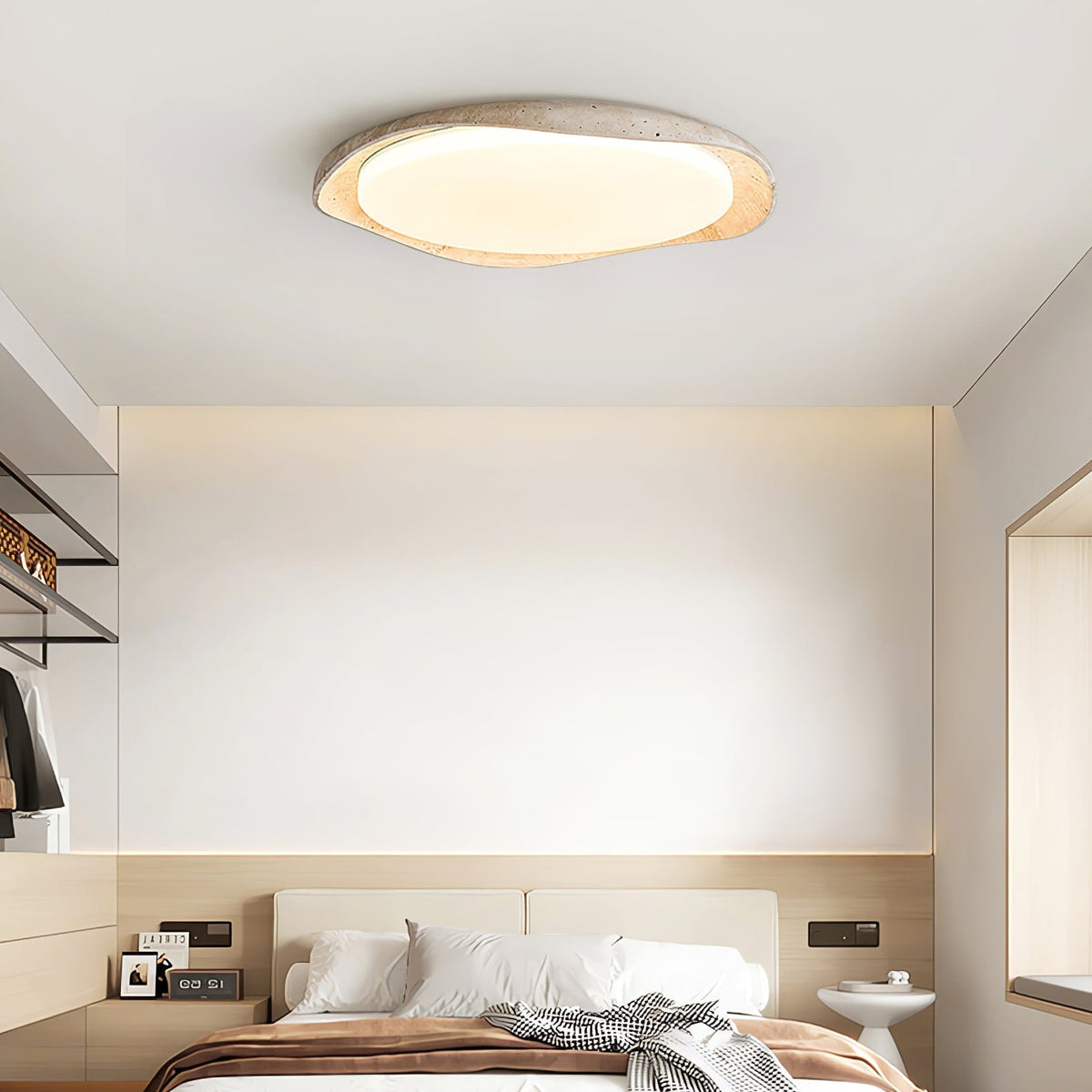 Adoros Rimmed-Circle Travertine Deckenleuchte