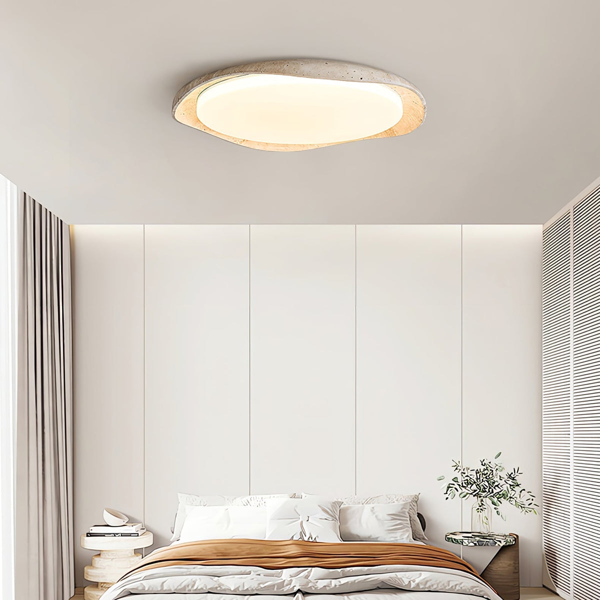 Adoros Rimmed-Circle Travertine Deckenleuchte
