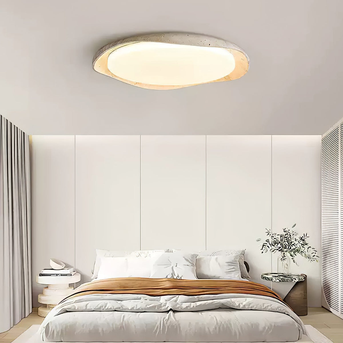 Adoros Rimmed-Circle Travertine Deckenleuchte