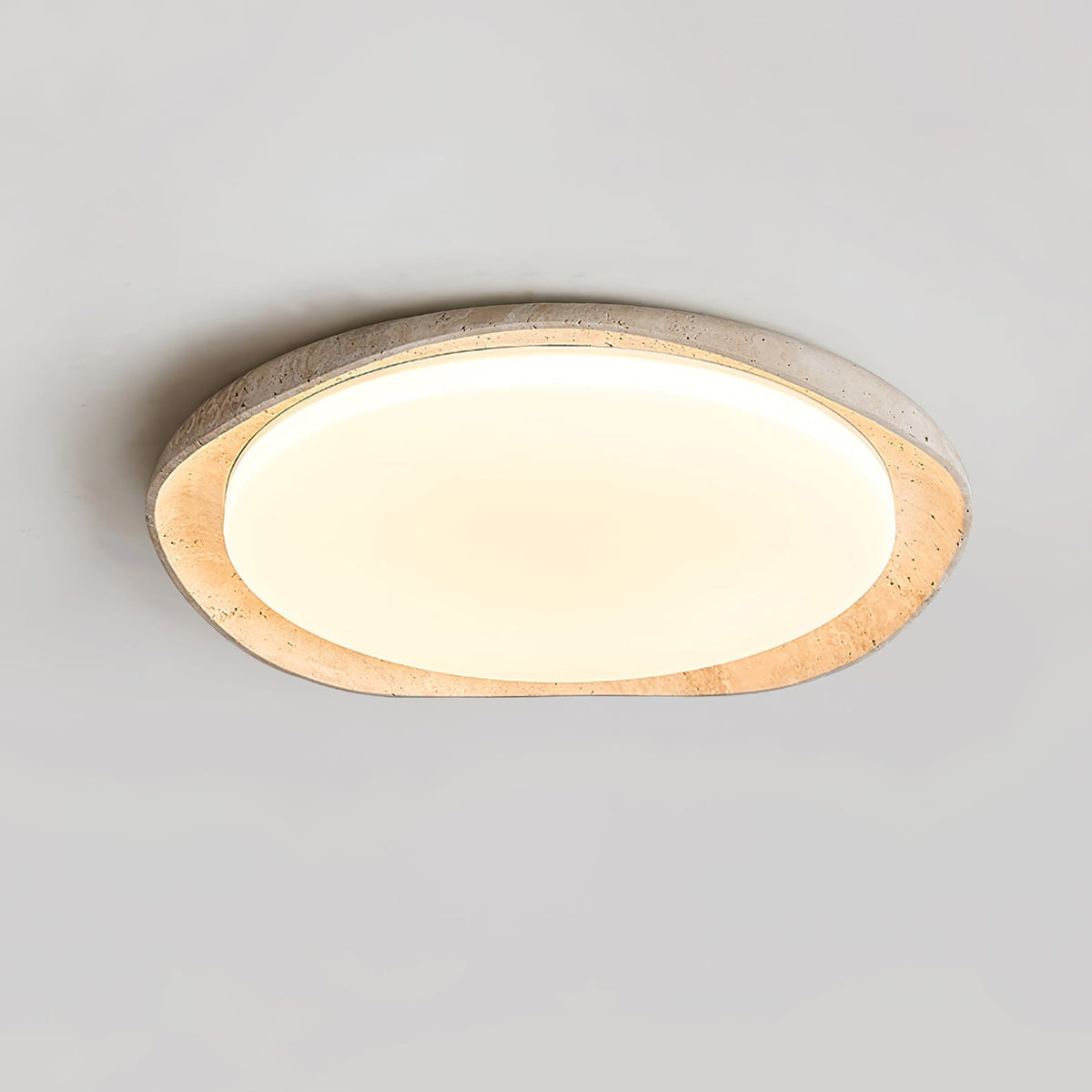 Adoros Rimmed-Circle Travertine Deckenleuchte