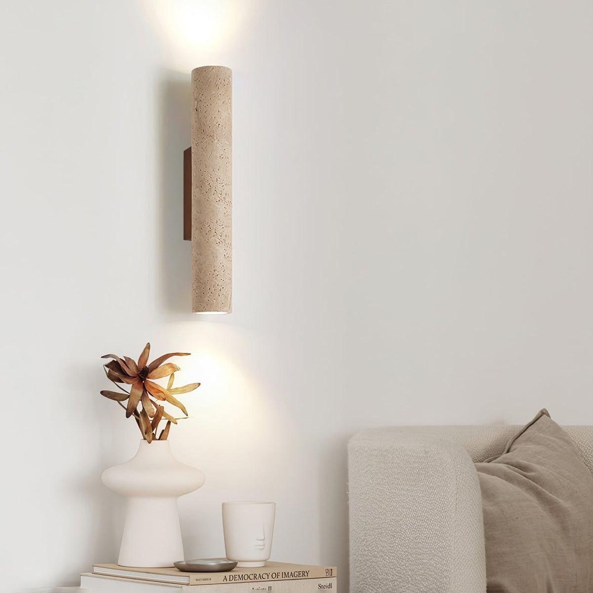 Seranise Slim Cylinder Travertine Wandleuchte