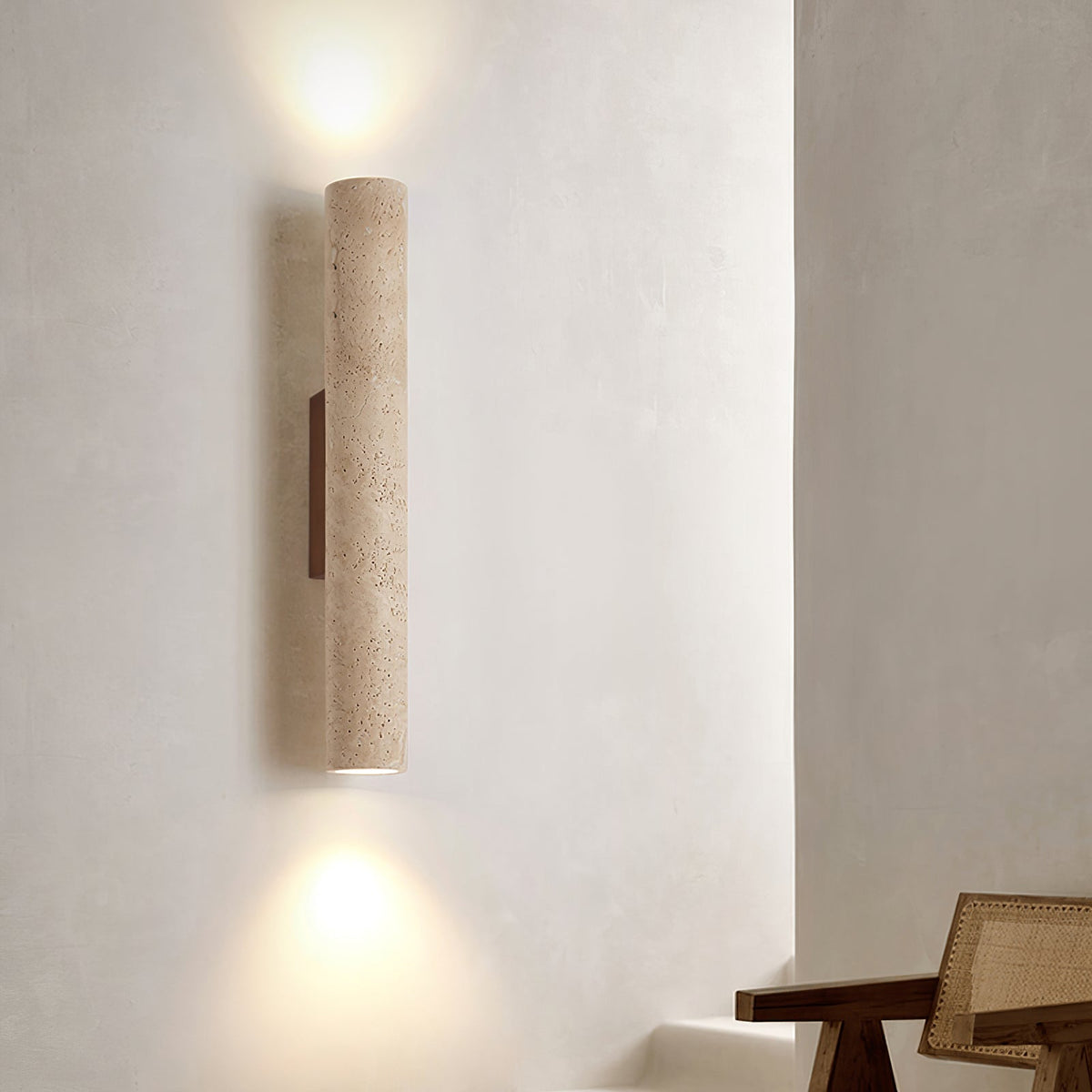 Seranise Slim Cylinder Travertine Wandleuchte