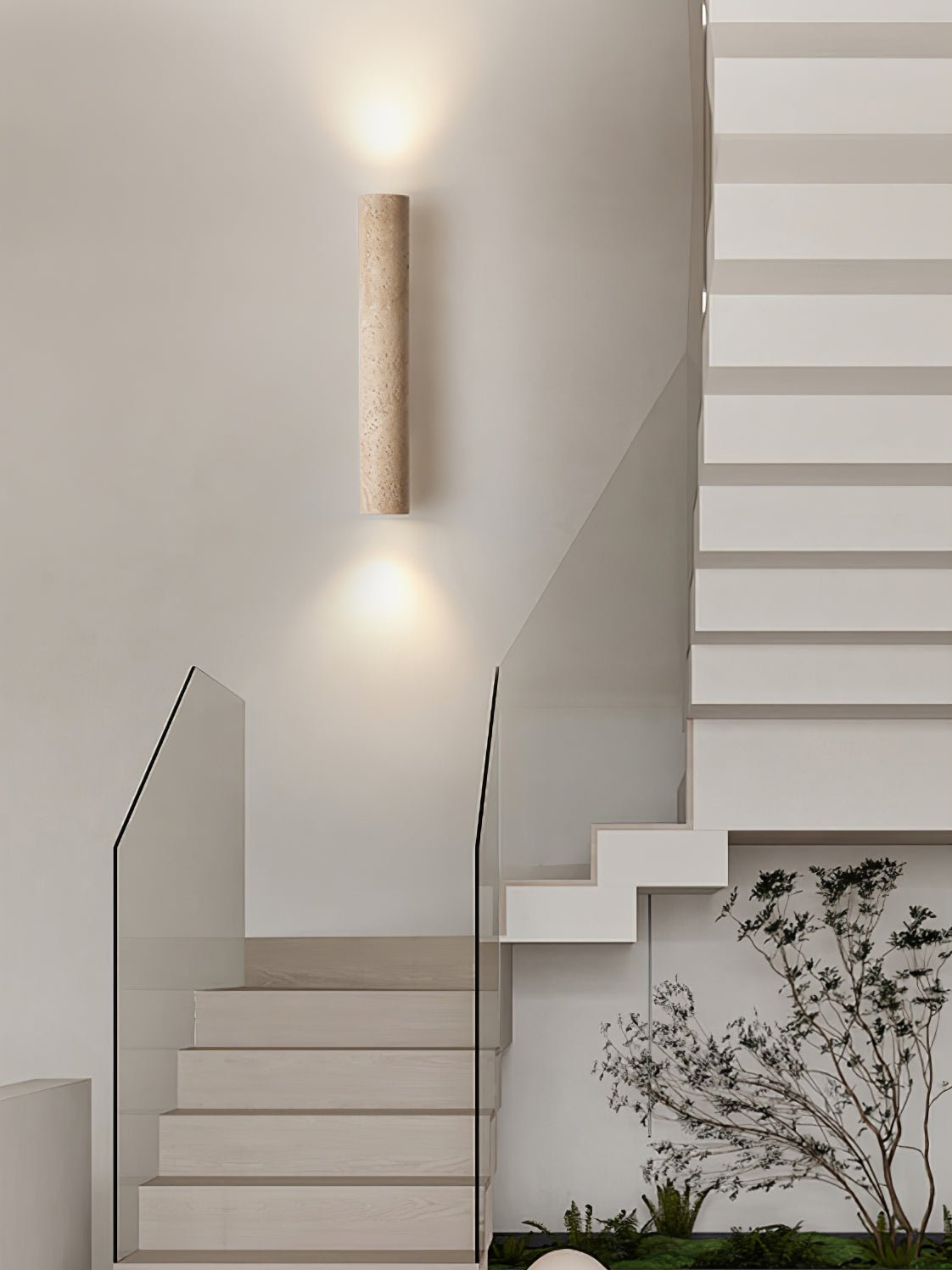 Seranise Slim Cylinder Travertine Wandleuchte