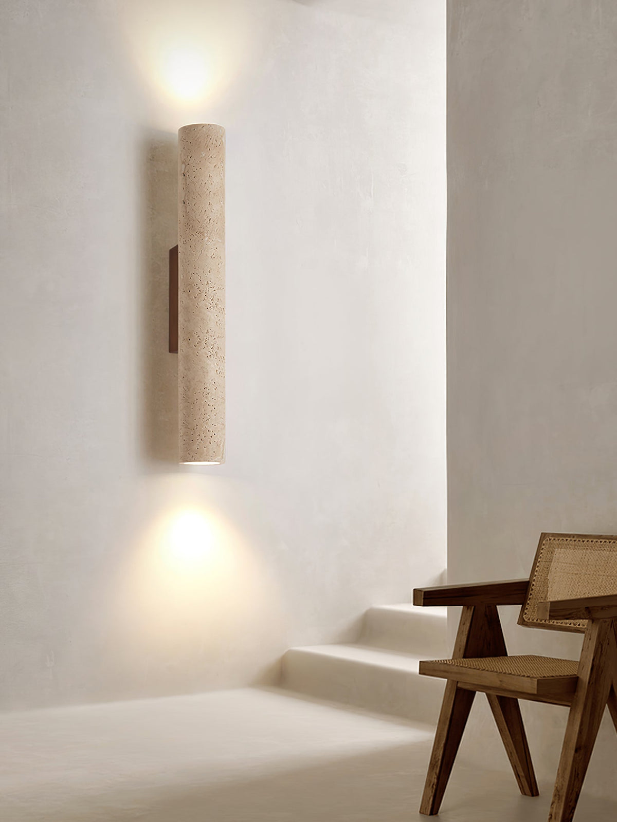 Seranise Slim Cylinder Travertine Wandleuchte