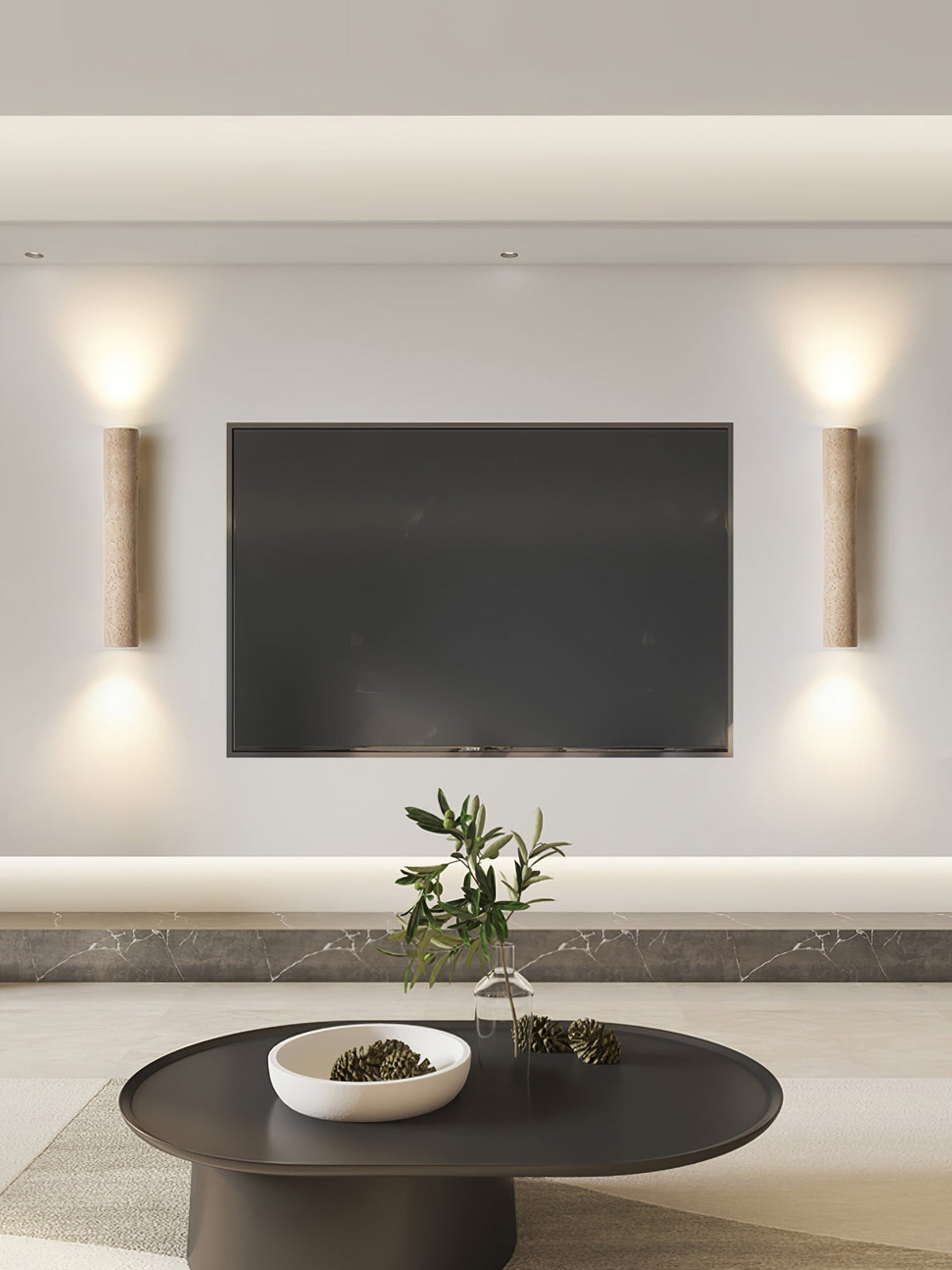 Seranise Slim Cylinder Travertine Wandleuchte