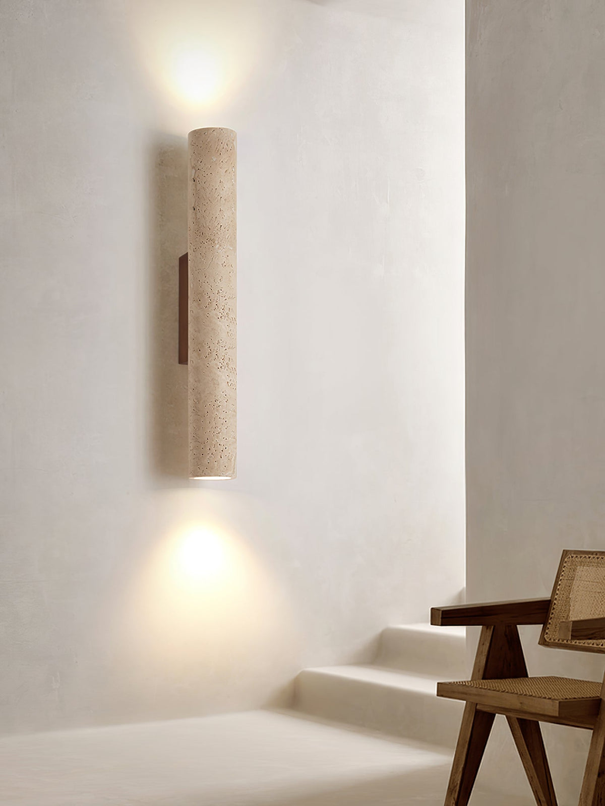 Seranise Slim Cylinder Travertine Wandleuchte