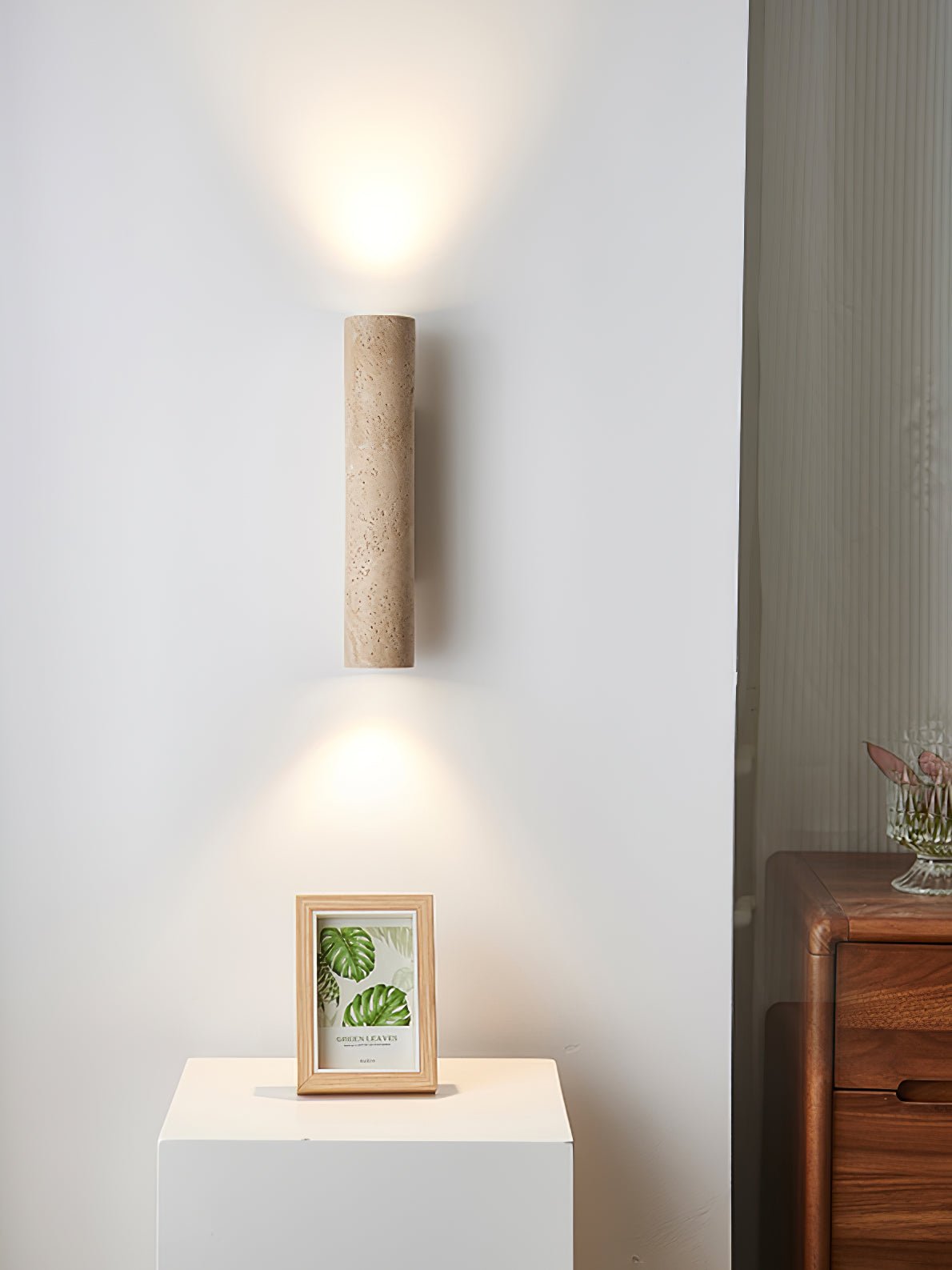 Seranise Slim Cylinder Travertine Wandleuchte