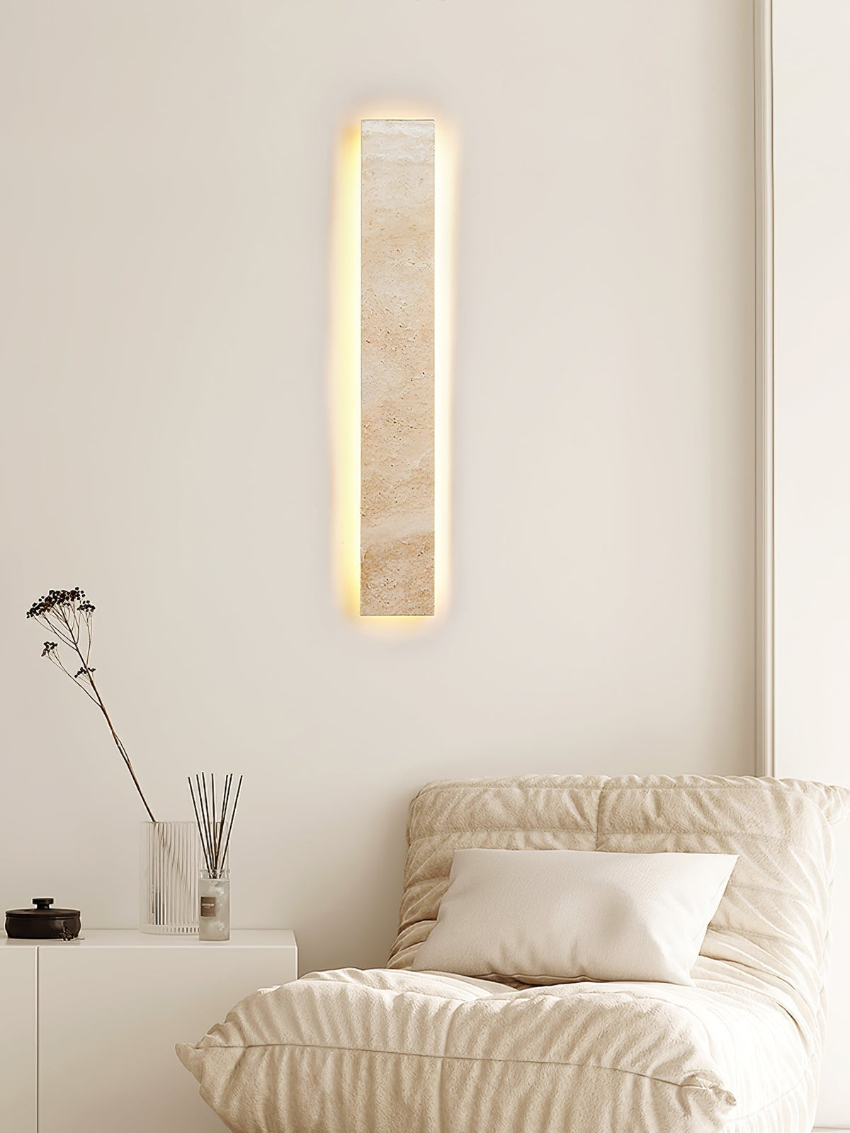 Tavoelia Slim Rectangle Travertine Linear Wandleuchte