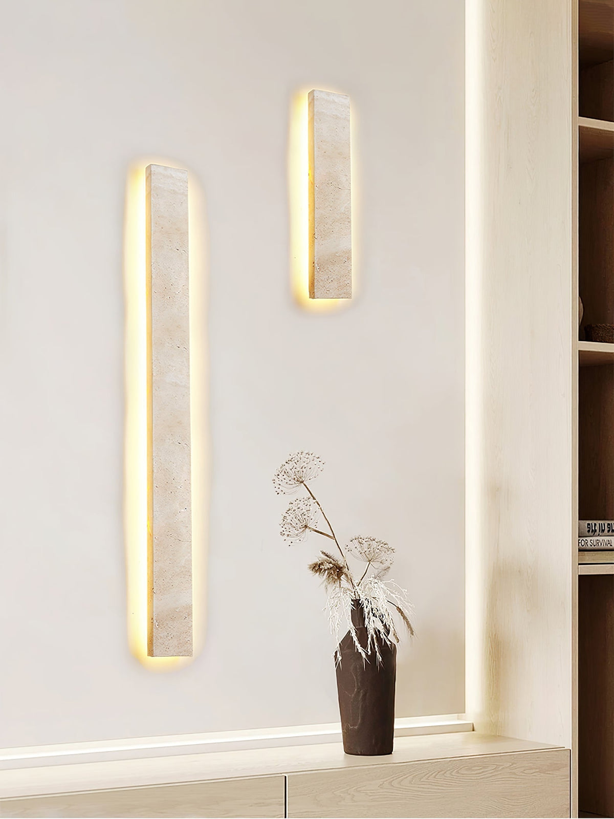 Tavoelia Slim Rectangle Travertine Linear Wandleuchte