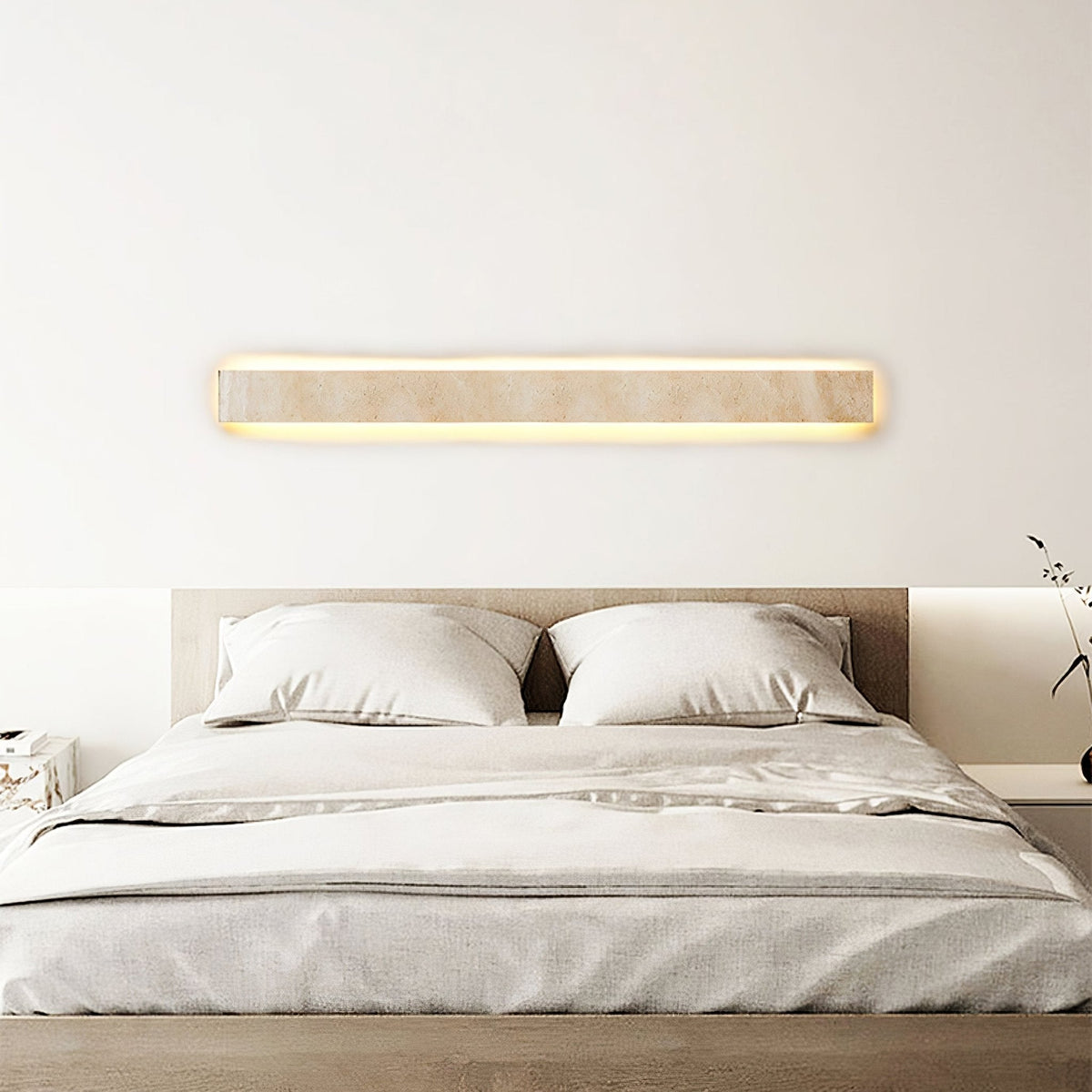 Tavoelia Slim Rectangle Travertine Linear Wandleuchte