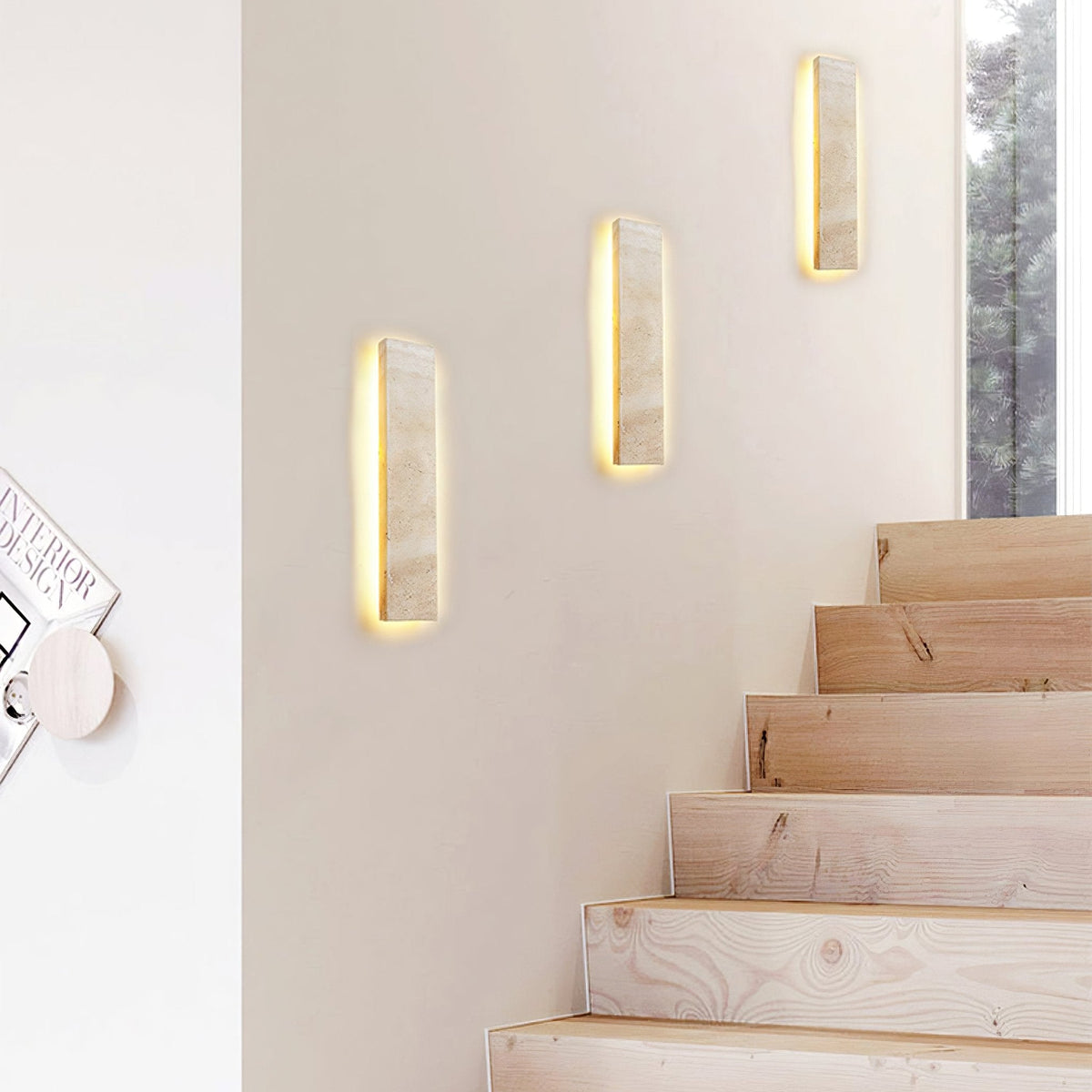 Tavoelia Slim Rectangle Travertine Linear Wandleuchte