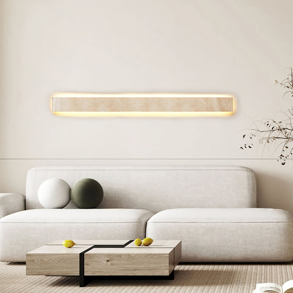 Tavoelia Slim Rectangle Travertine Linear Wandleuchte