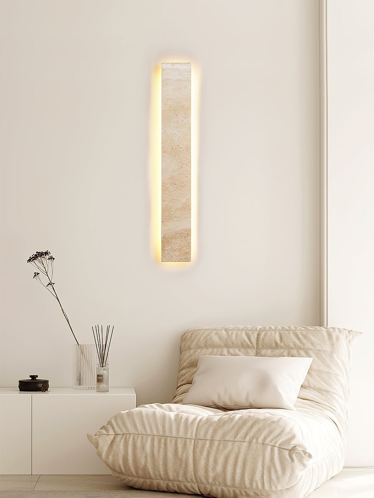 Tavoelia Slim Rectangle Travertine Linear Wandleuchte