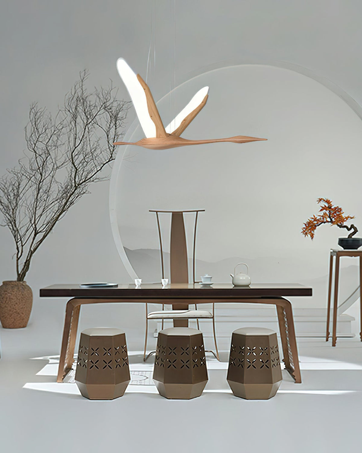 Syloine moderne Pendelleuchte aus Holz