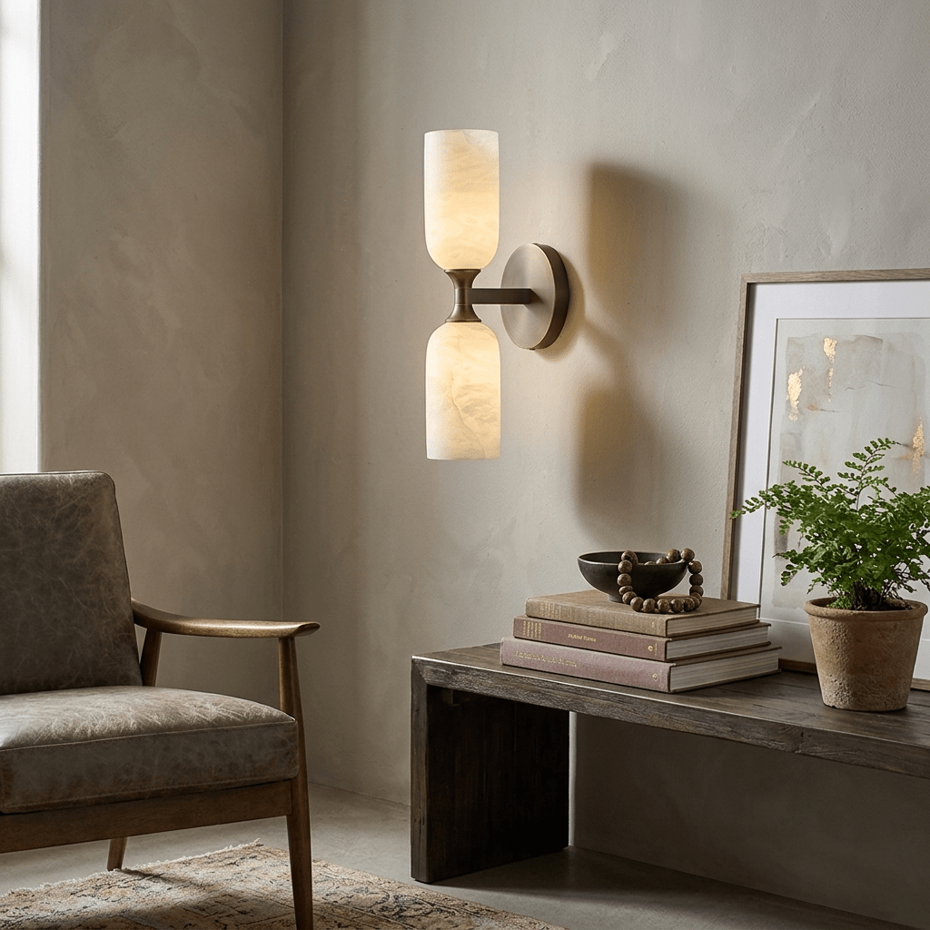 Sabriel Solmira Twin Alabaster Wandleuchte