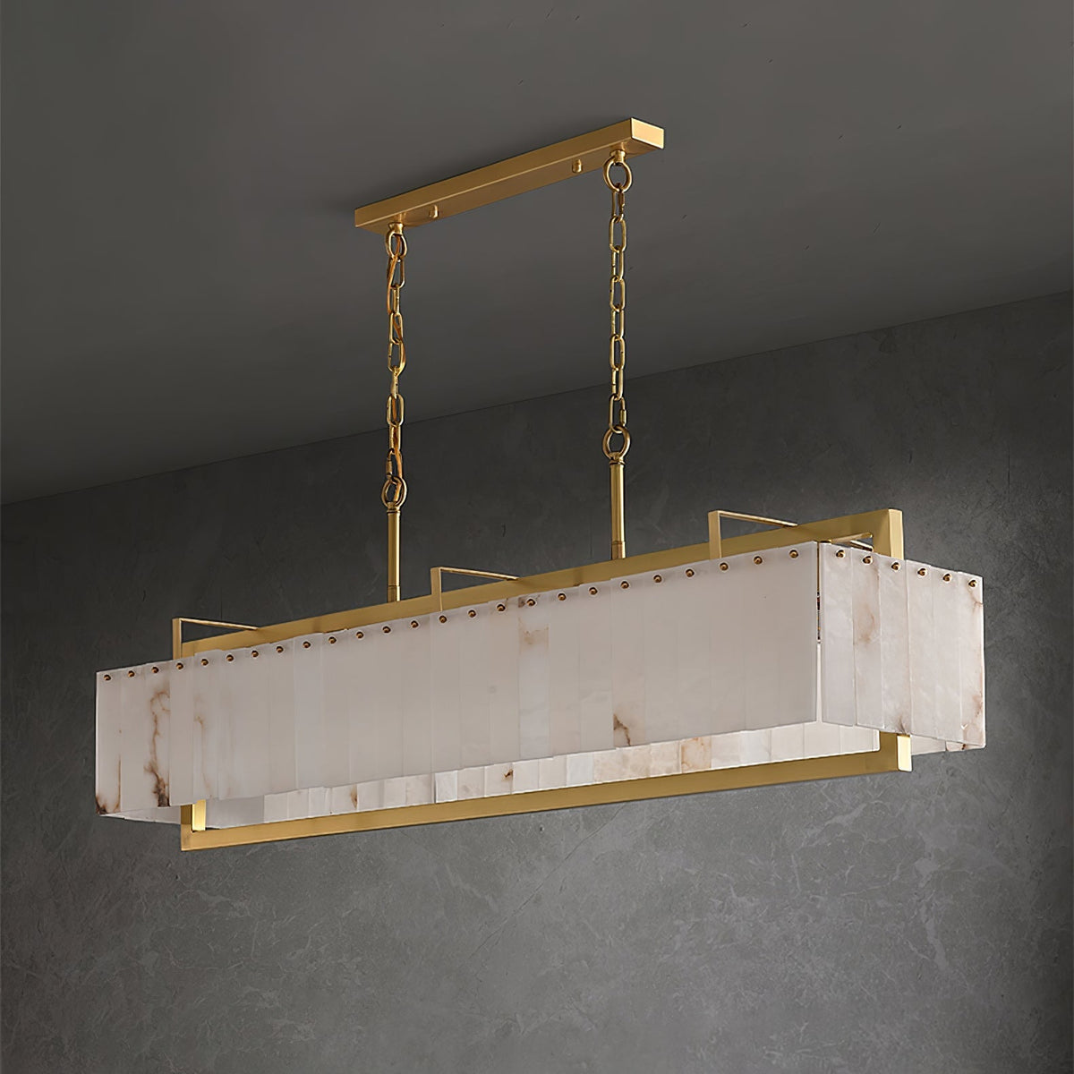 Nivivenne rechteckige Pendelleuchte aus Alabaster
