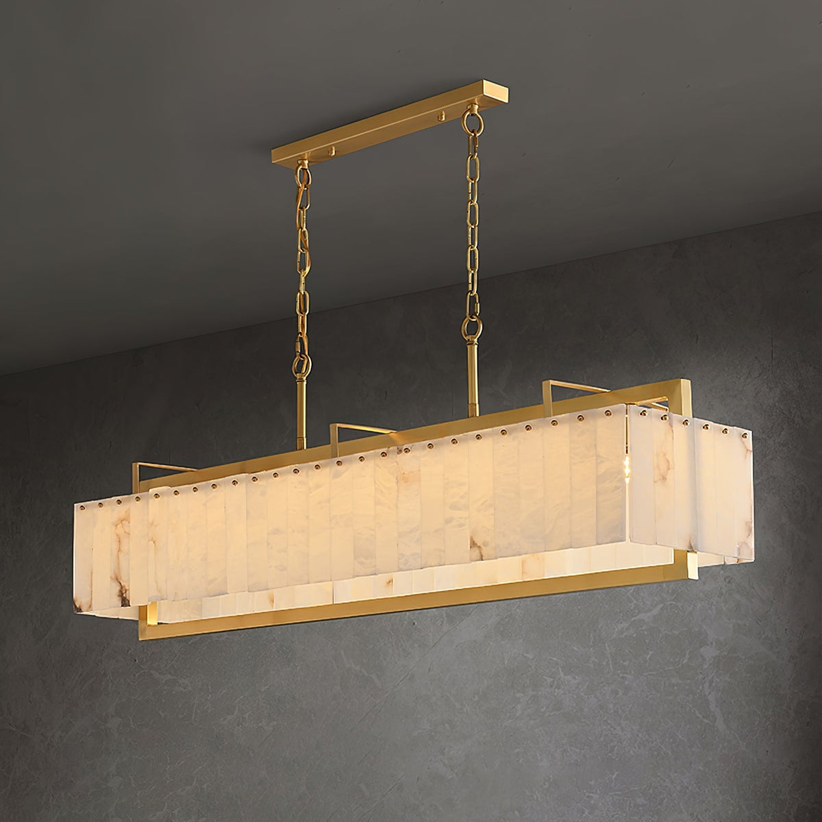 Nivivenne rechteckige Pendelleuchte aus Alabaster