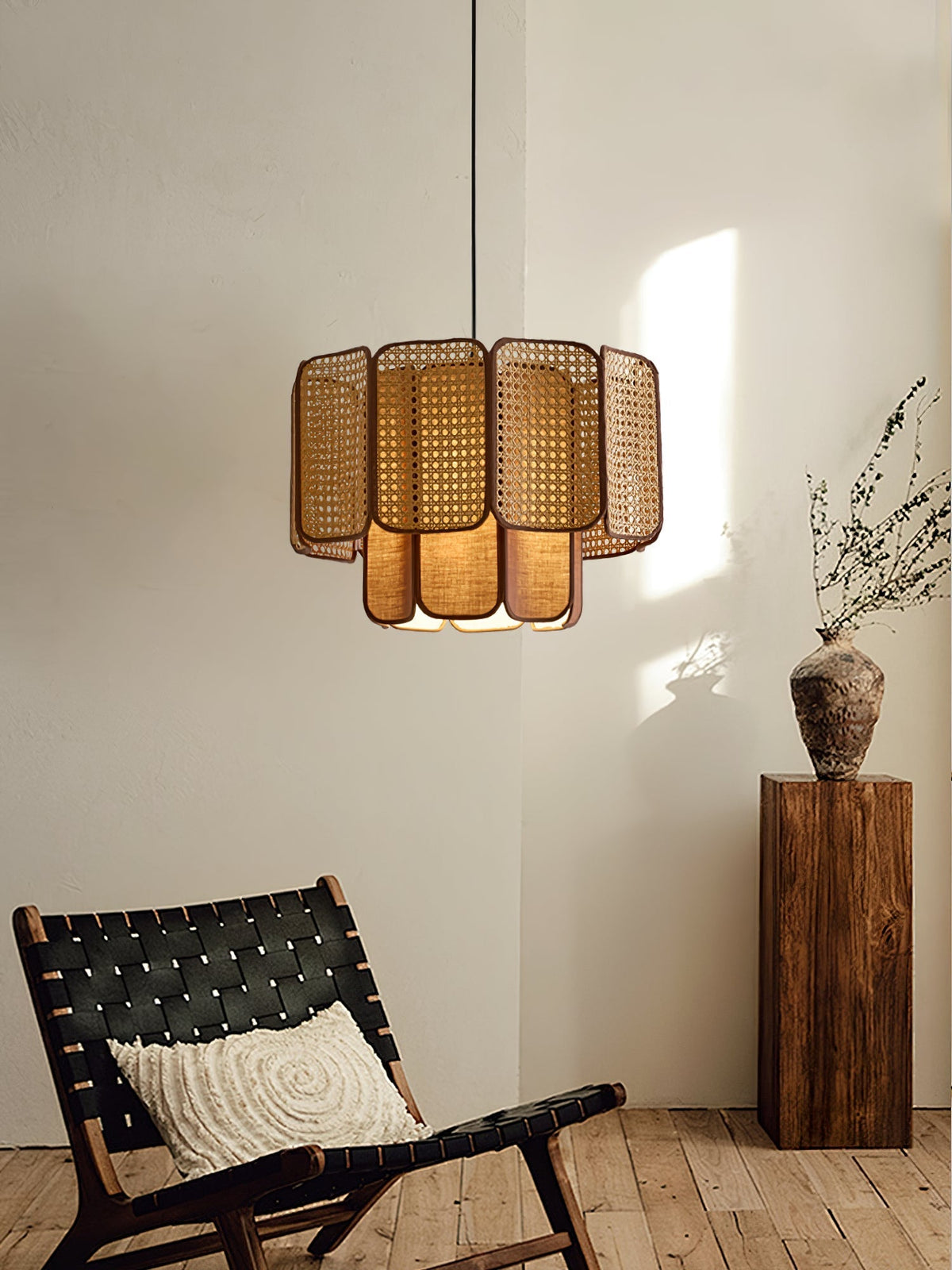 Cane Vintage-Stoff-Pendelleuchte