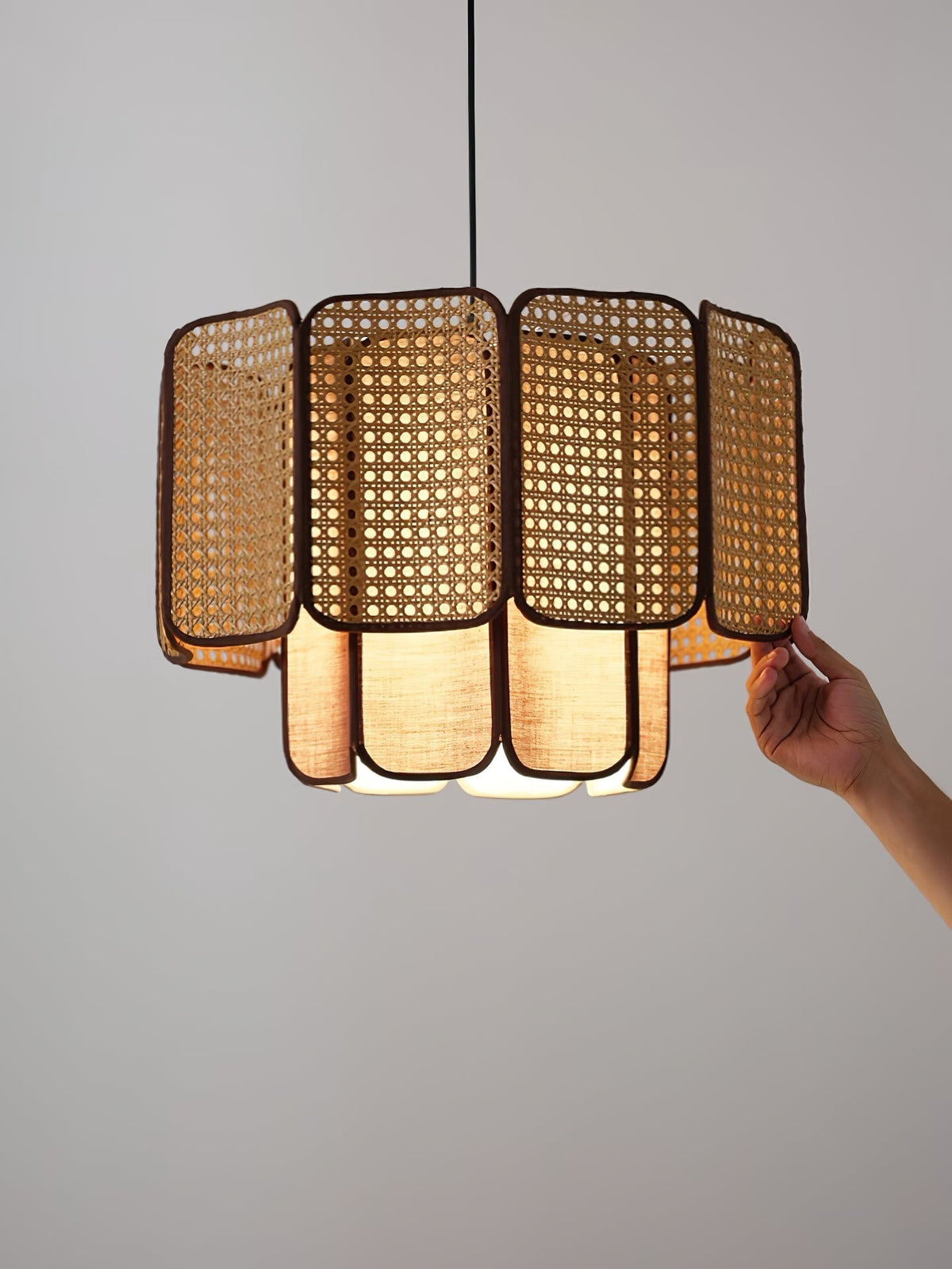 Cane Vintage-Stoff-Pendelleuchte