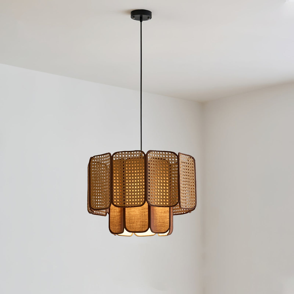 Cane Vintage-Stoff-Pendelleuchte