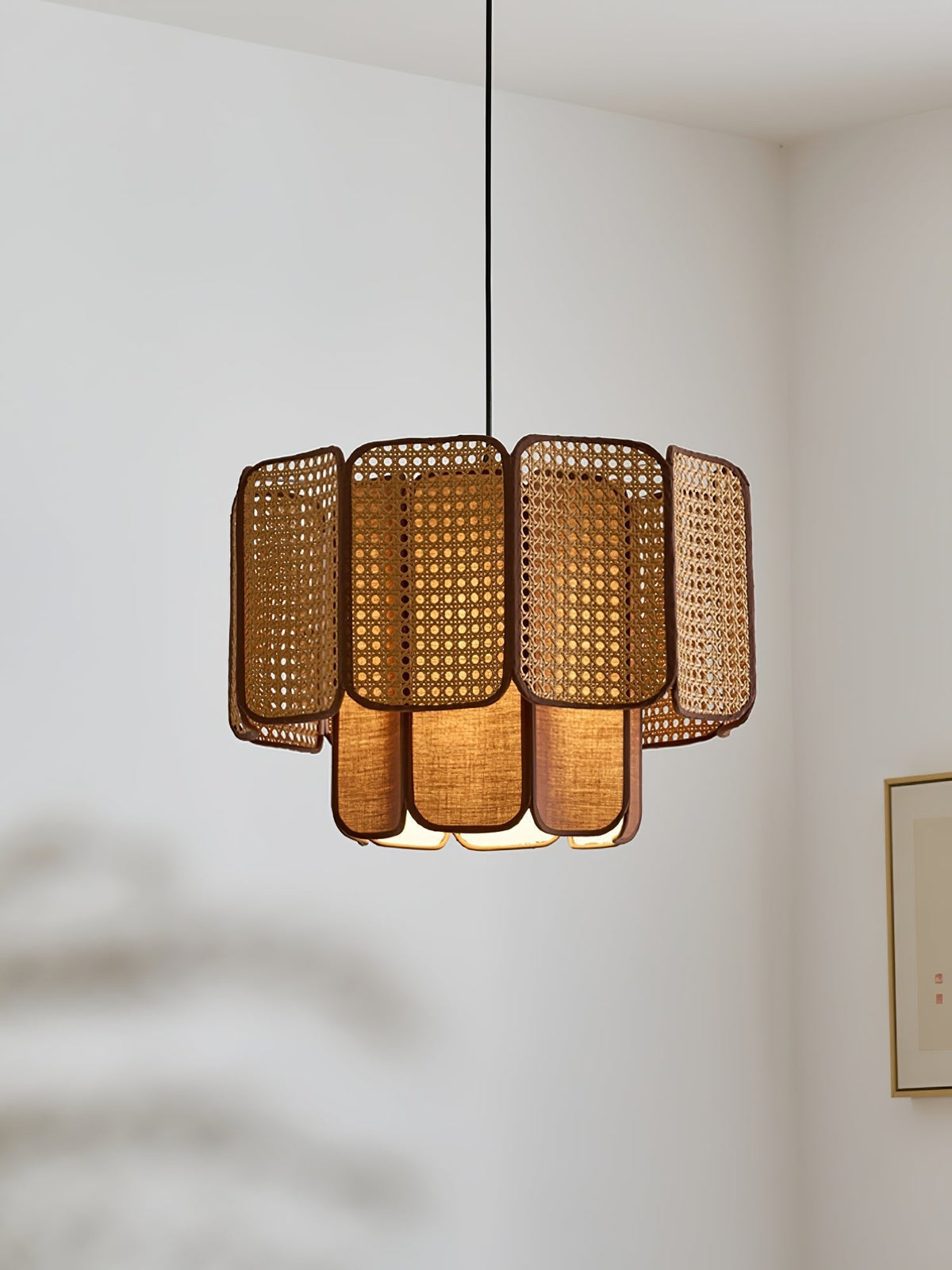 Cane Vintage-Stoff-Pendelleuchte