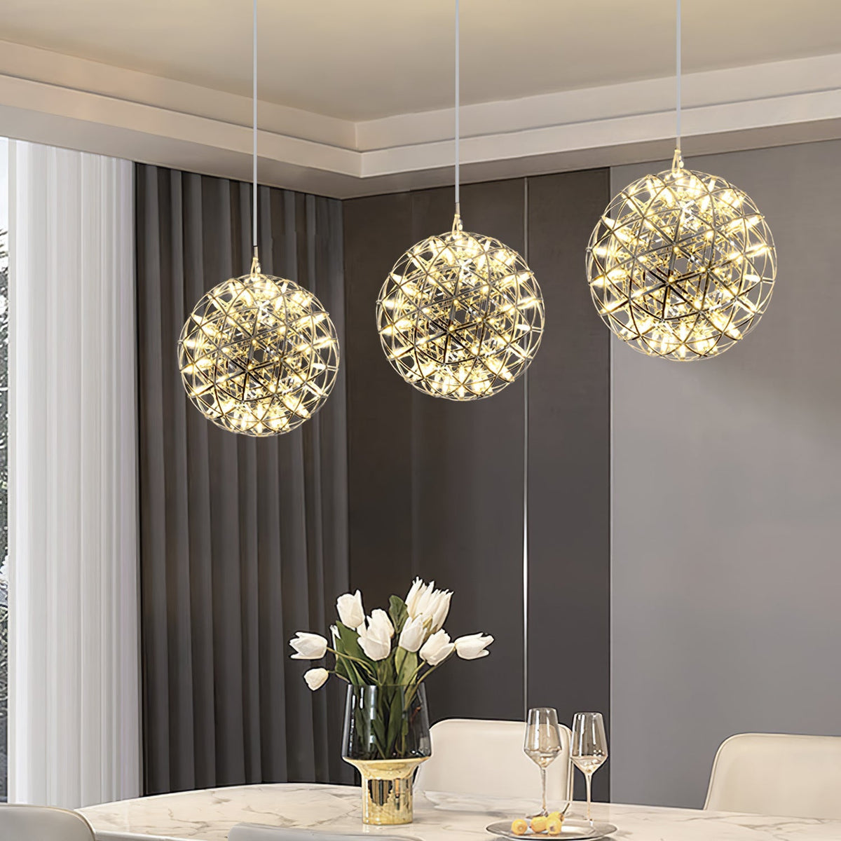 Delcourt Silber Spark Ball Pendelleuchte
