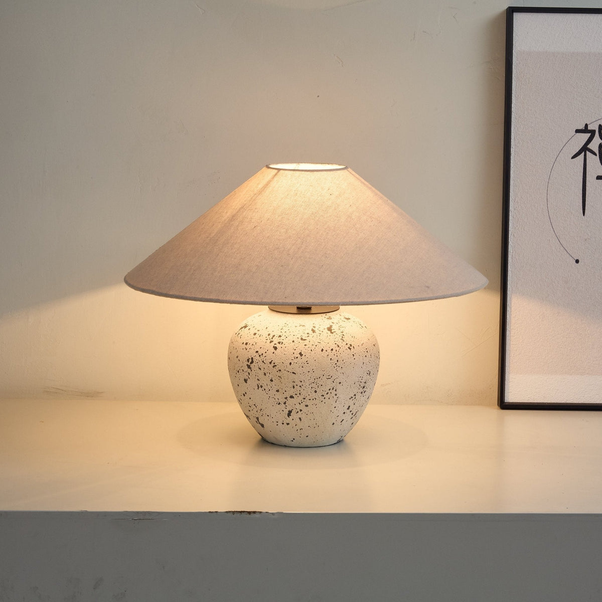 Speckled Keramik-Tischlampe in Jar-Form