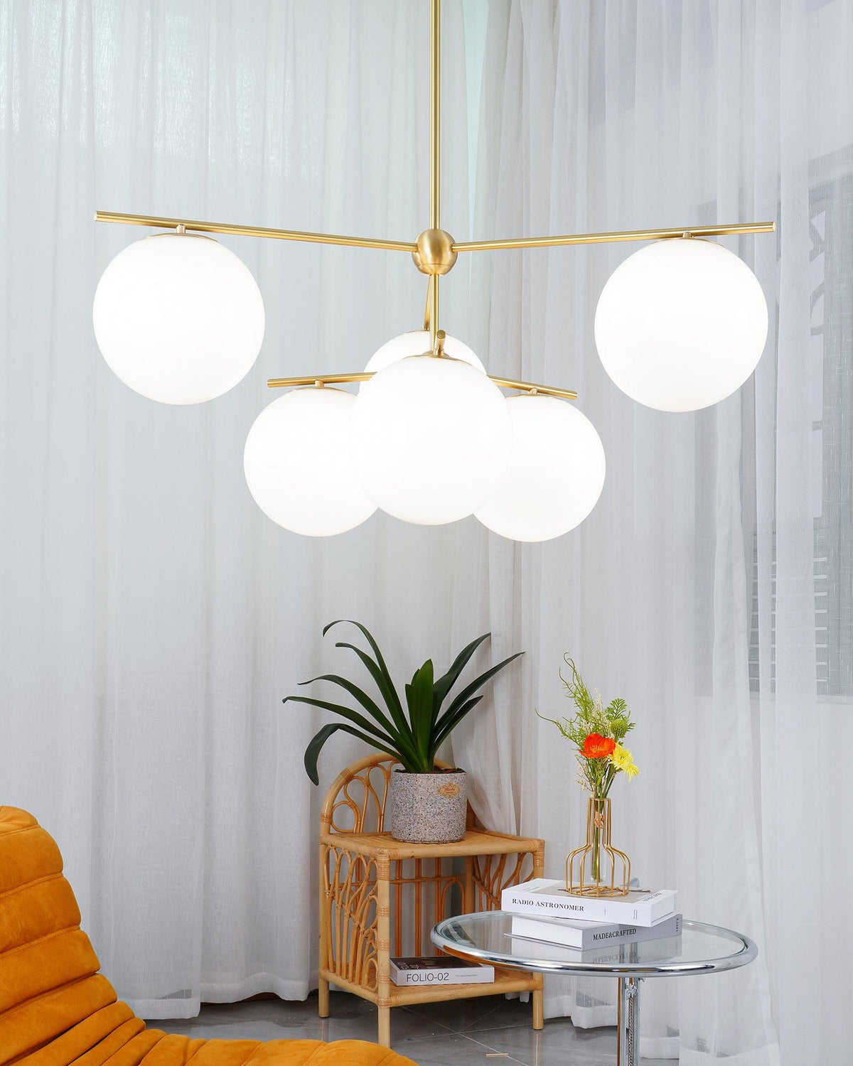 Casoella Kronleuchter Kugel & Stiel modern Gold LED