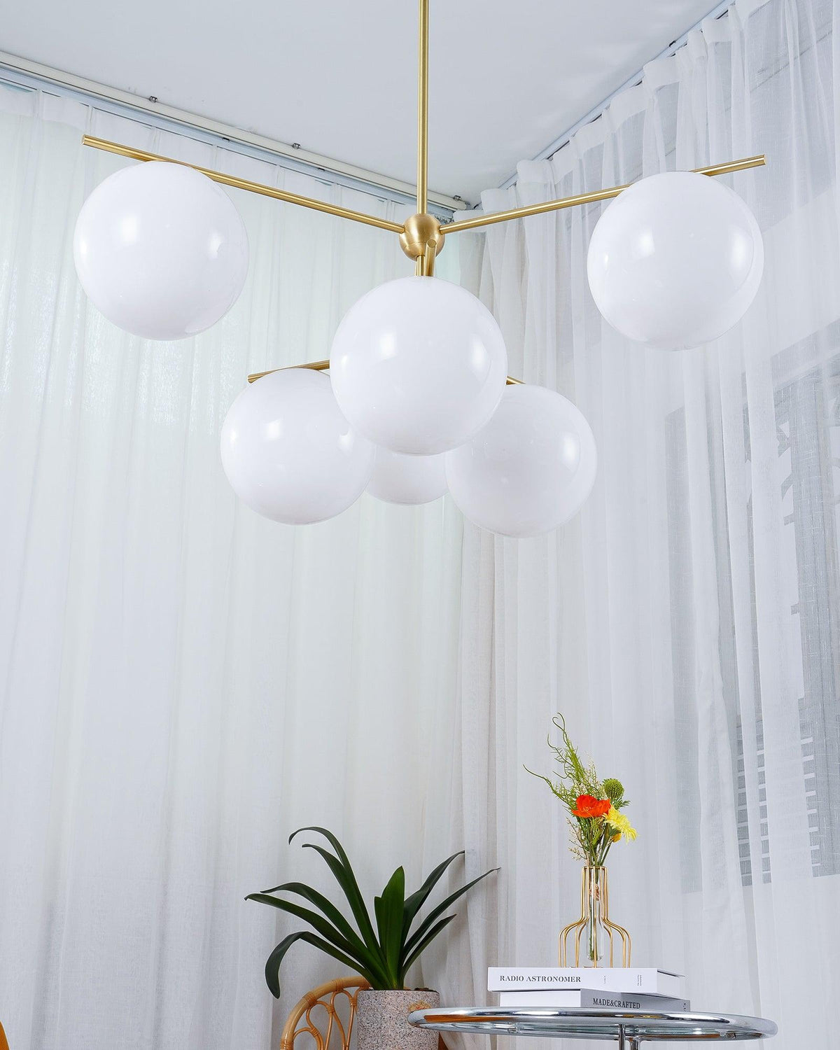 Casoella Kronleuchter Kugel & Stiel modern Gold LED