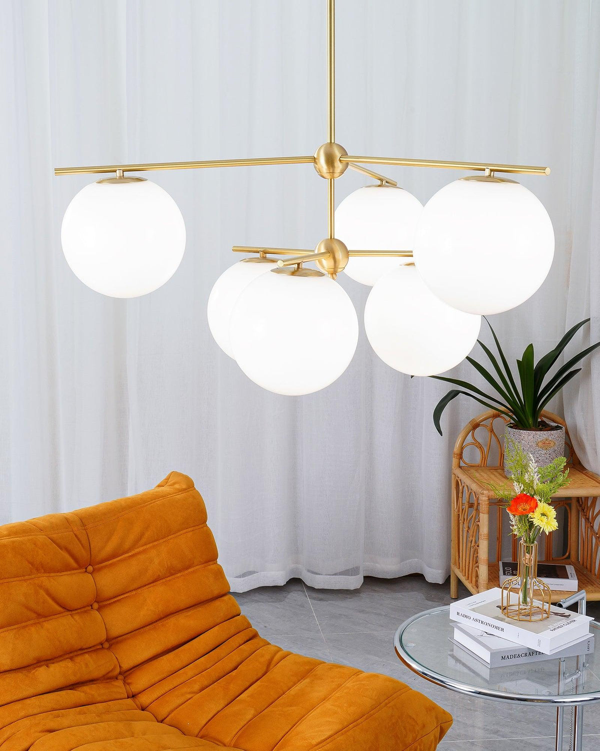 Casoella Kronleuchter Kugel & Stiel modern Gold LED