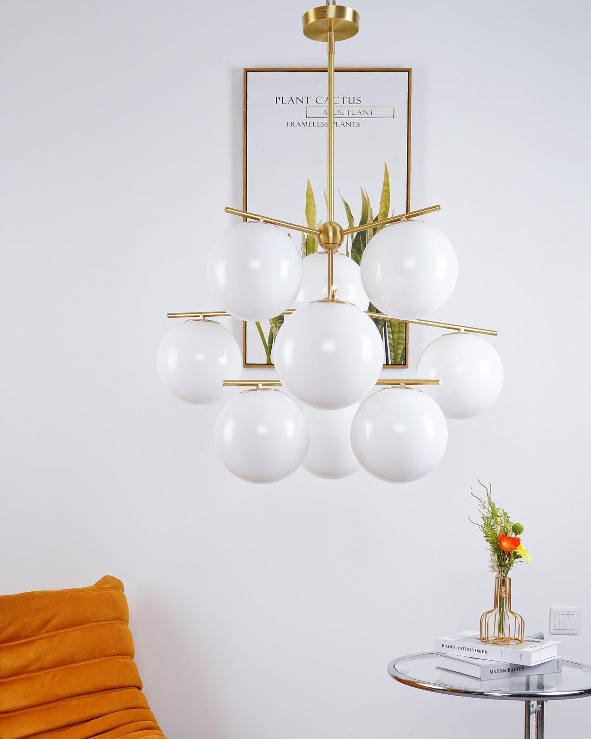 Casoella Kronleuchter Kugel & Stiel modern Gold LED
