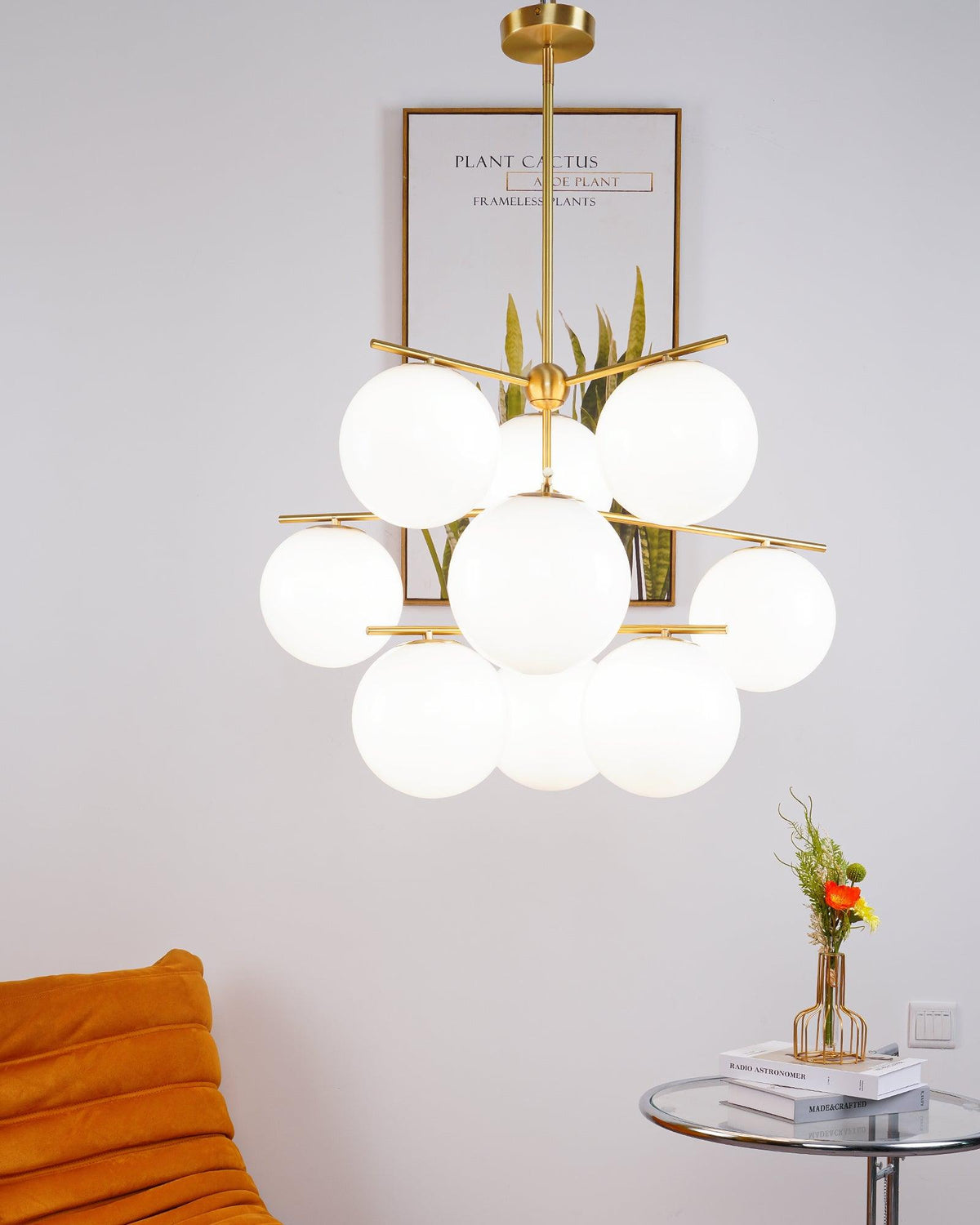 Casoella Kronleuchter Kugel & Stiel modern Gold LED