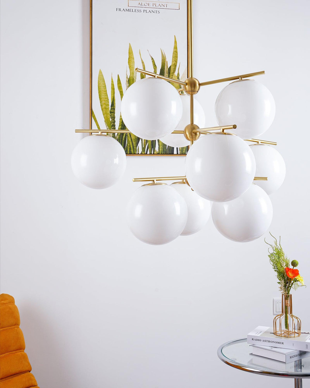 Casoella Kronleuchter Kugel & Stiel modern Gold LED