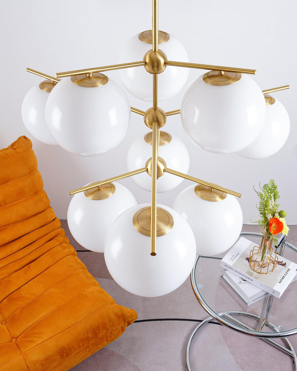 Casoella Kronleuchter Kugel & Stiel modern Gold LED