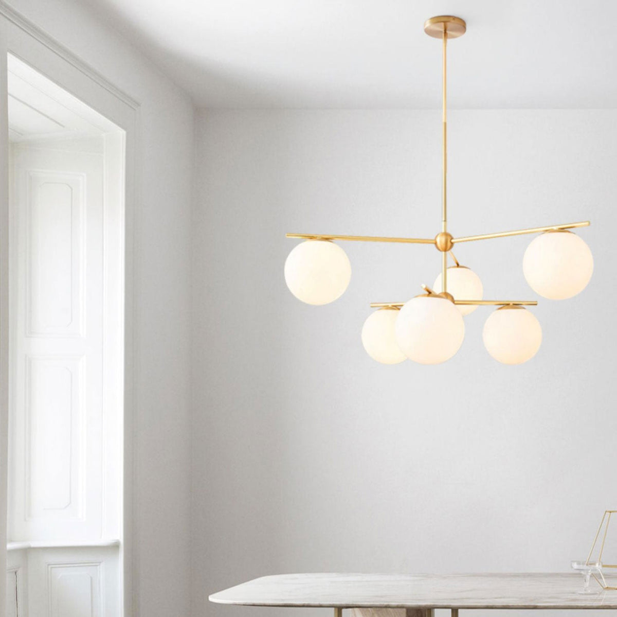 Casoella Kronleuchter Kugel & Stiel modern Gold LED