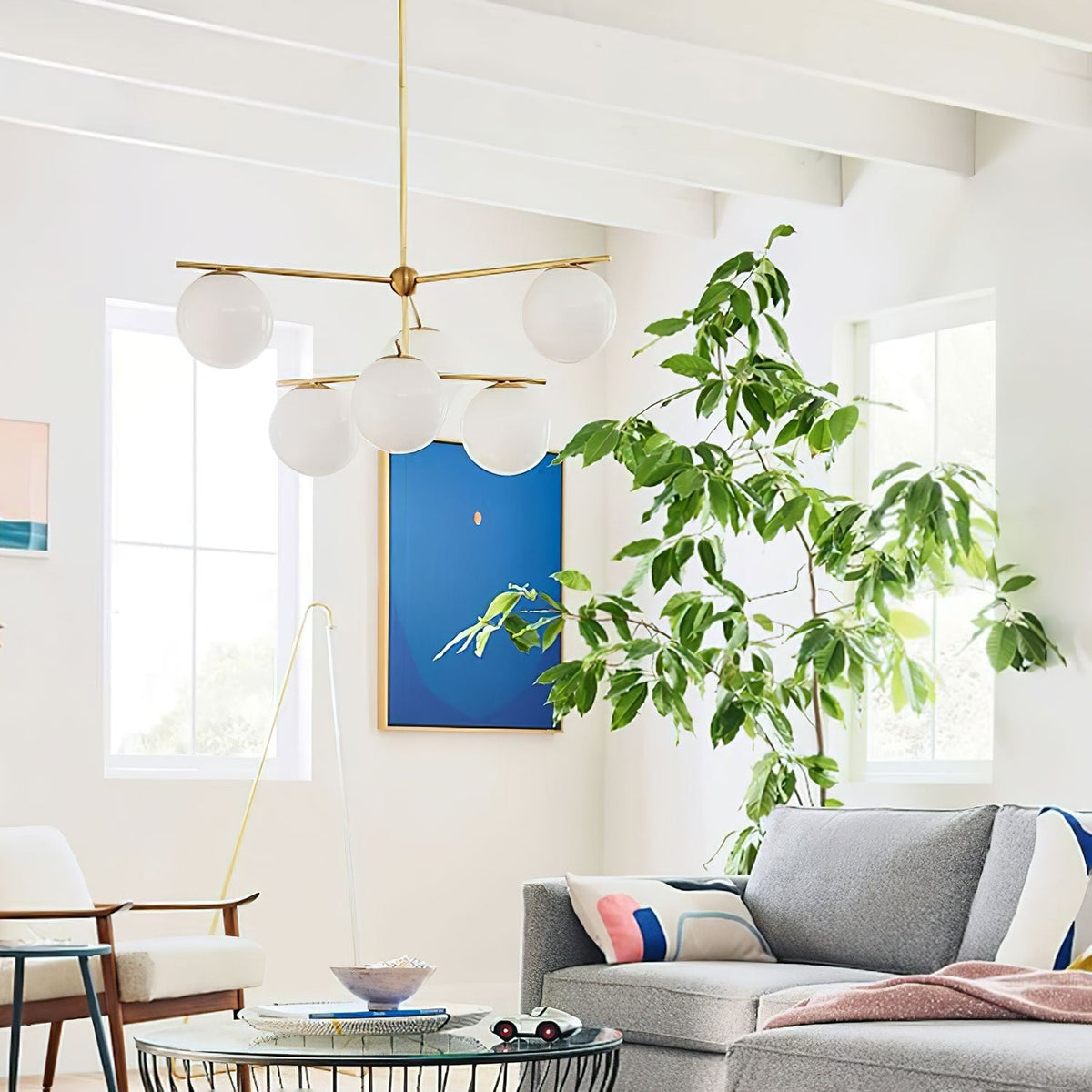 Casoella Kronleuchter Kugel & Stiel modern Gold LED