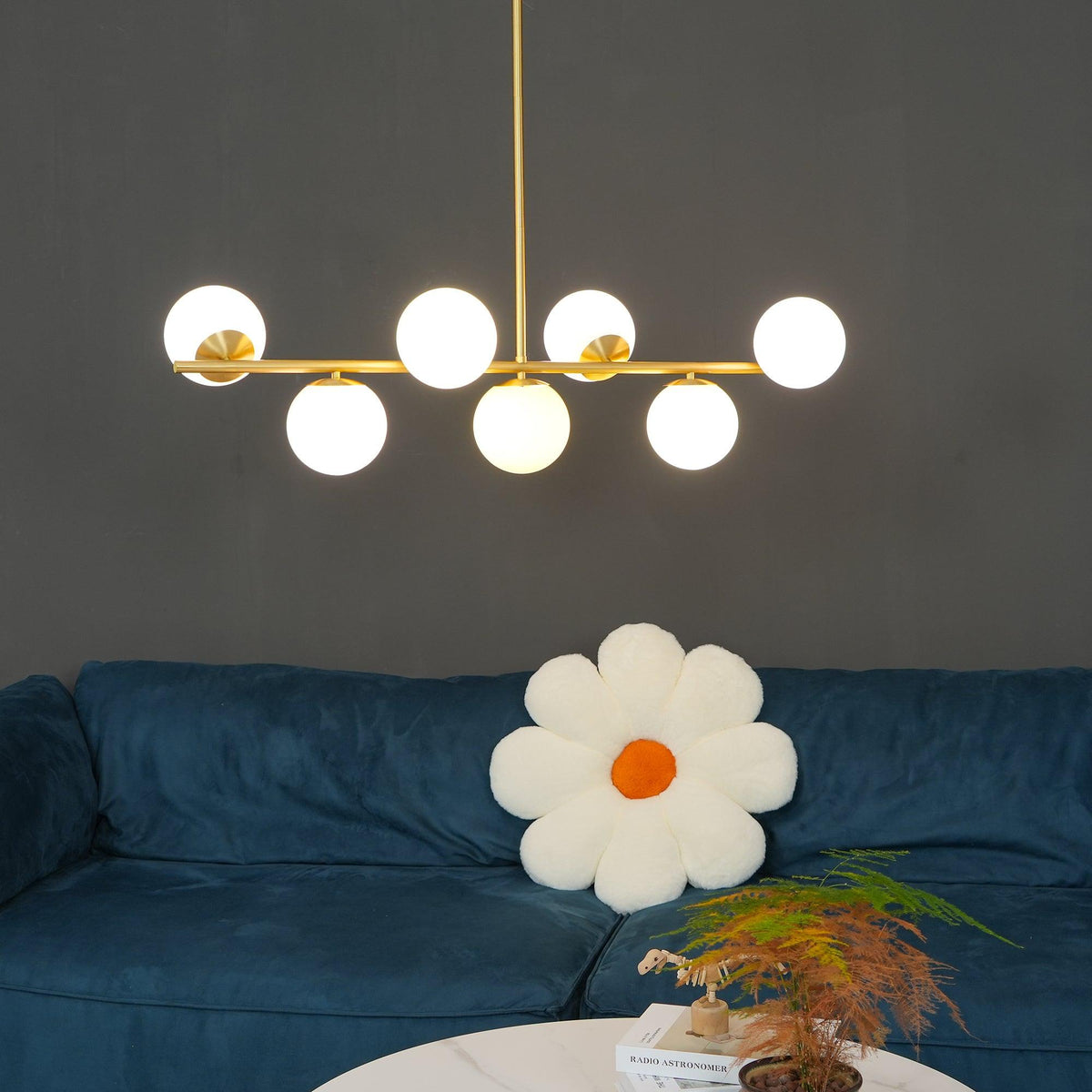 Casoella Kronleuchter Kugel & Stiel modern Gold LED