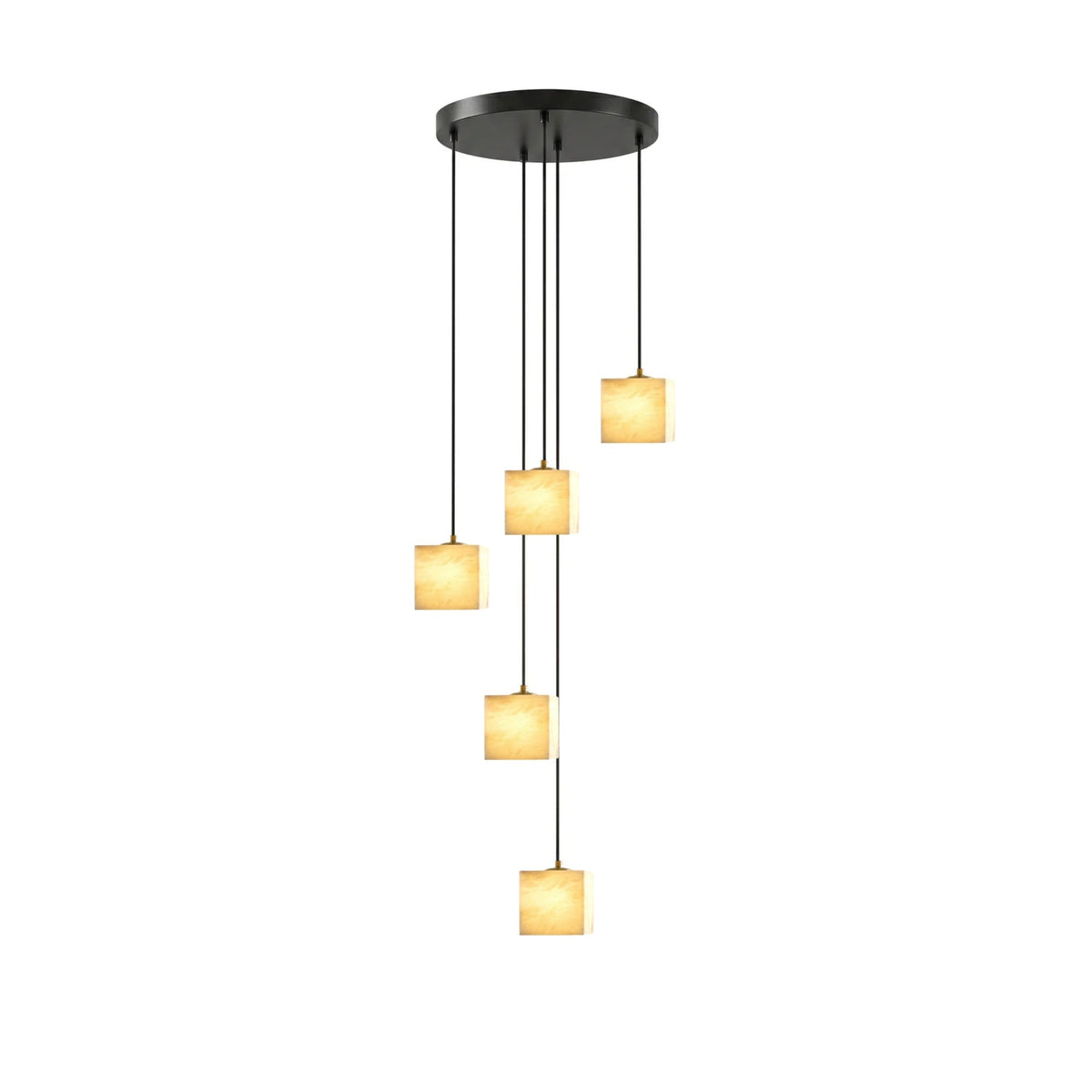 Avenanian Kronleuchter aus Alabaster in quadratischer Form für Treppenhaus