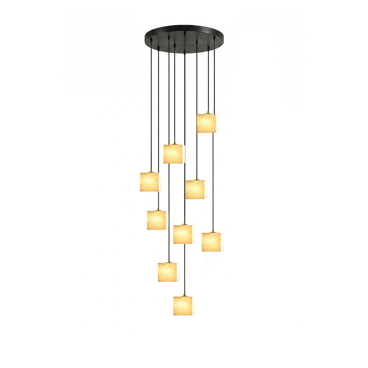 Avenanian Kronleuchter aus Alabaster in quadratischer Form für Treppenhaus