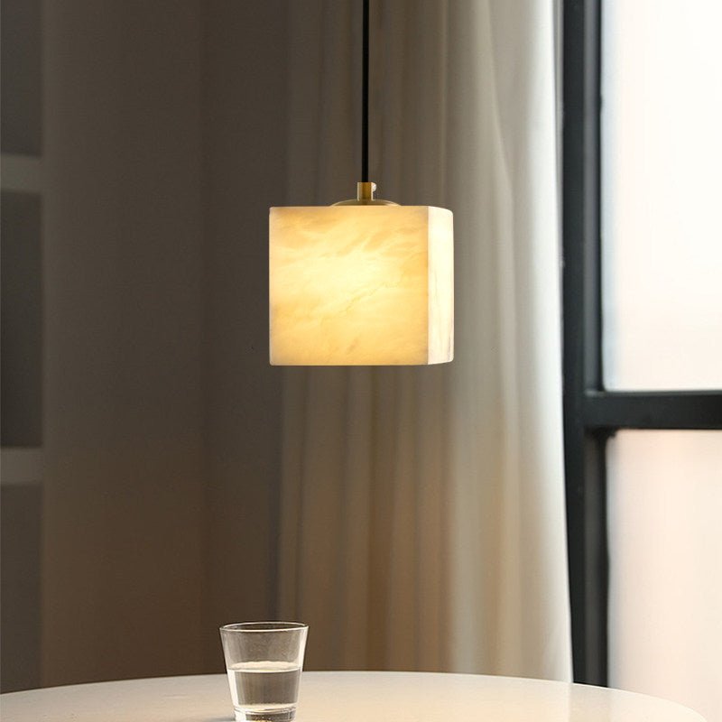 Avenanian Kronleuchter aus Alabaster in quadratischer Form für Treppenhaus