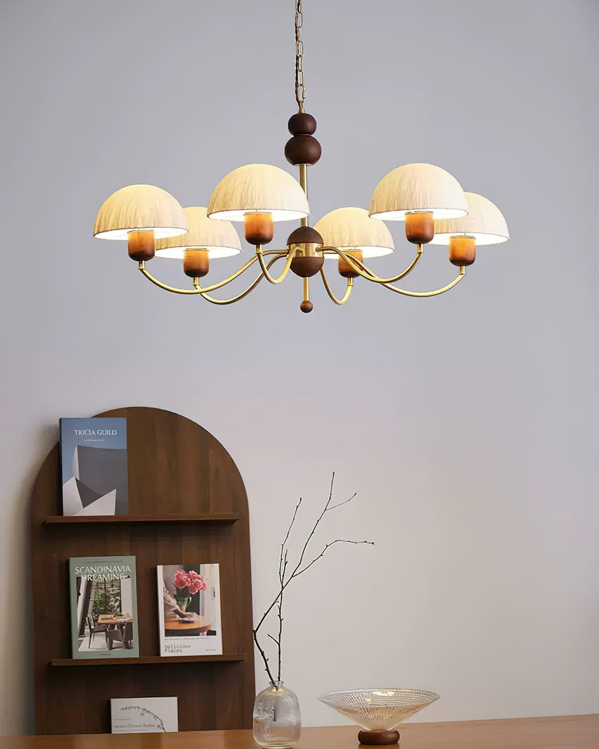 Core Kronleuchter Reispapier Mid-Century-Stil