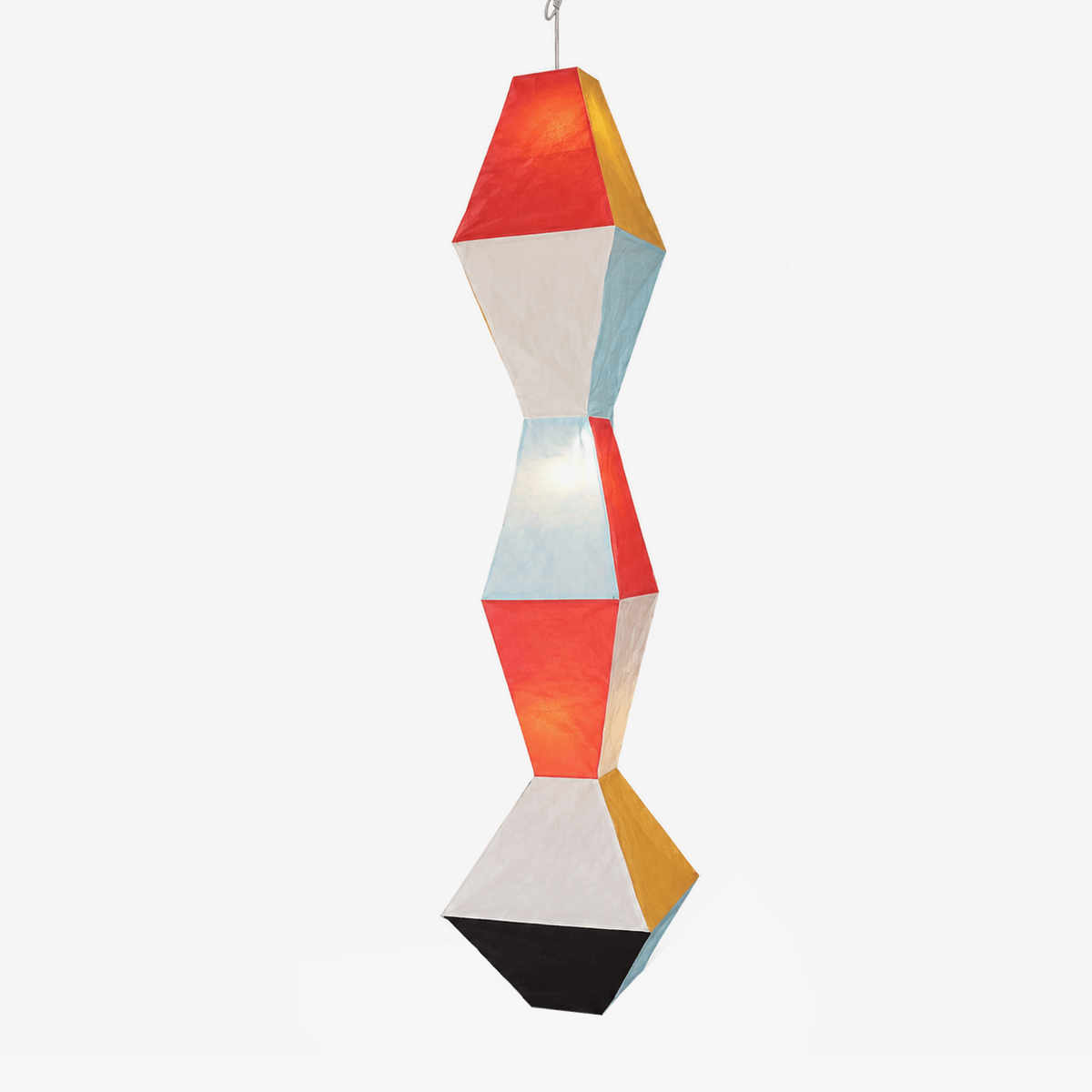 Mavelle Geometrische Pendelleuchte aus Reis Papier in bunten Tönen